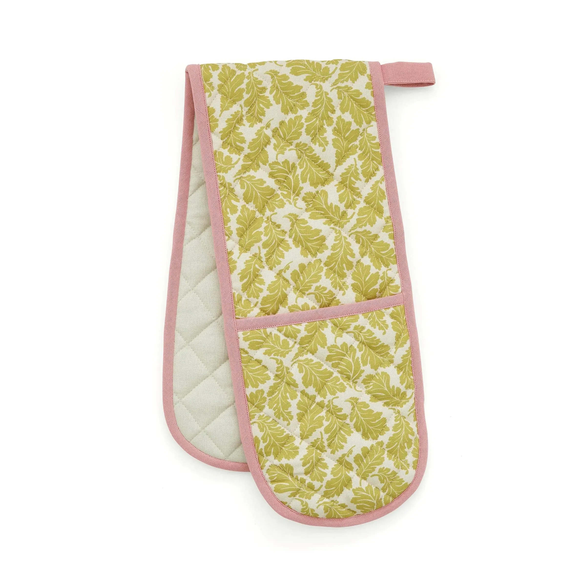 Double Oven Glove with Leaf Design - Multi, Cotton