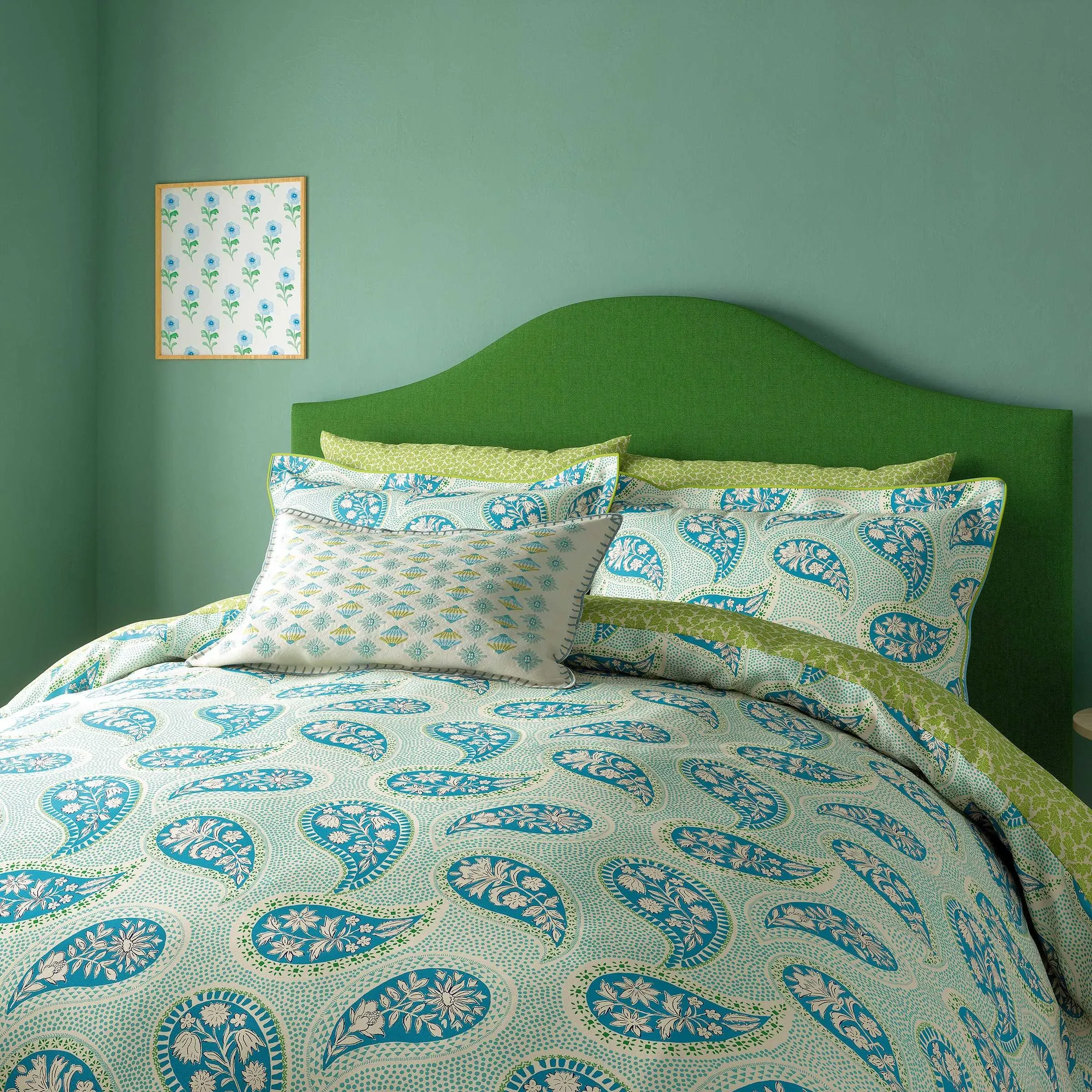 Kingsize Duvet Cover Set with Pillowcases - Green