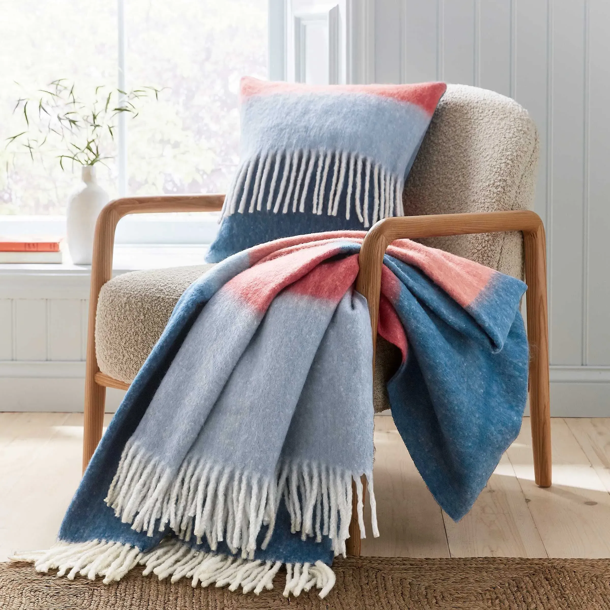 Landscape Woven Throw - Blue/Red