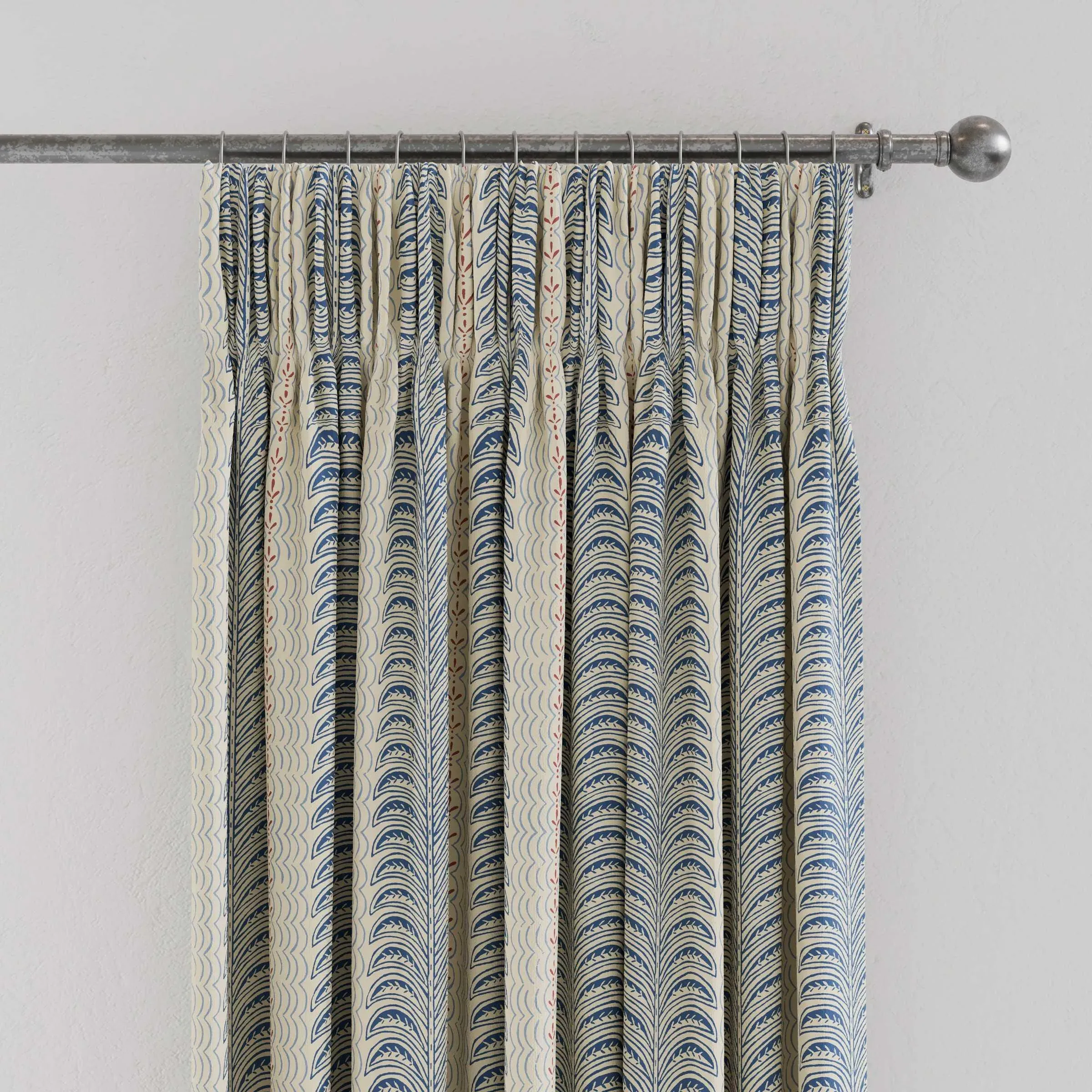 Lined Curtains with Pencil Pleat - Blue, Stripe