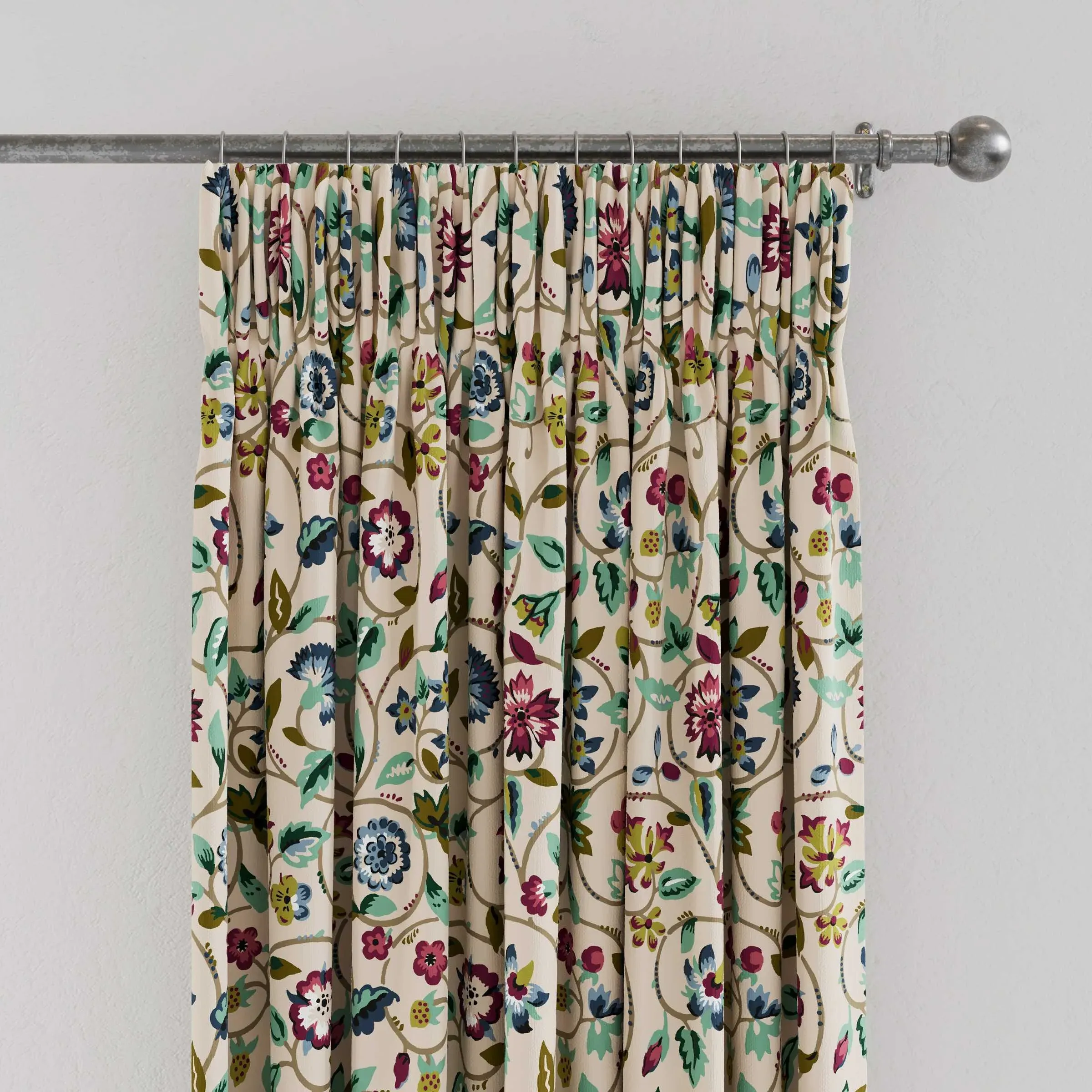 Lined Curtains with Pencil Pleat - Multi, Cotton