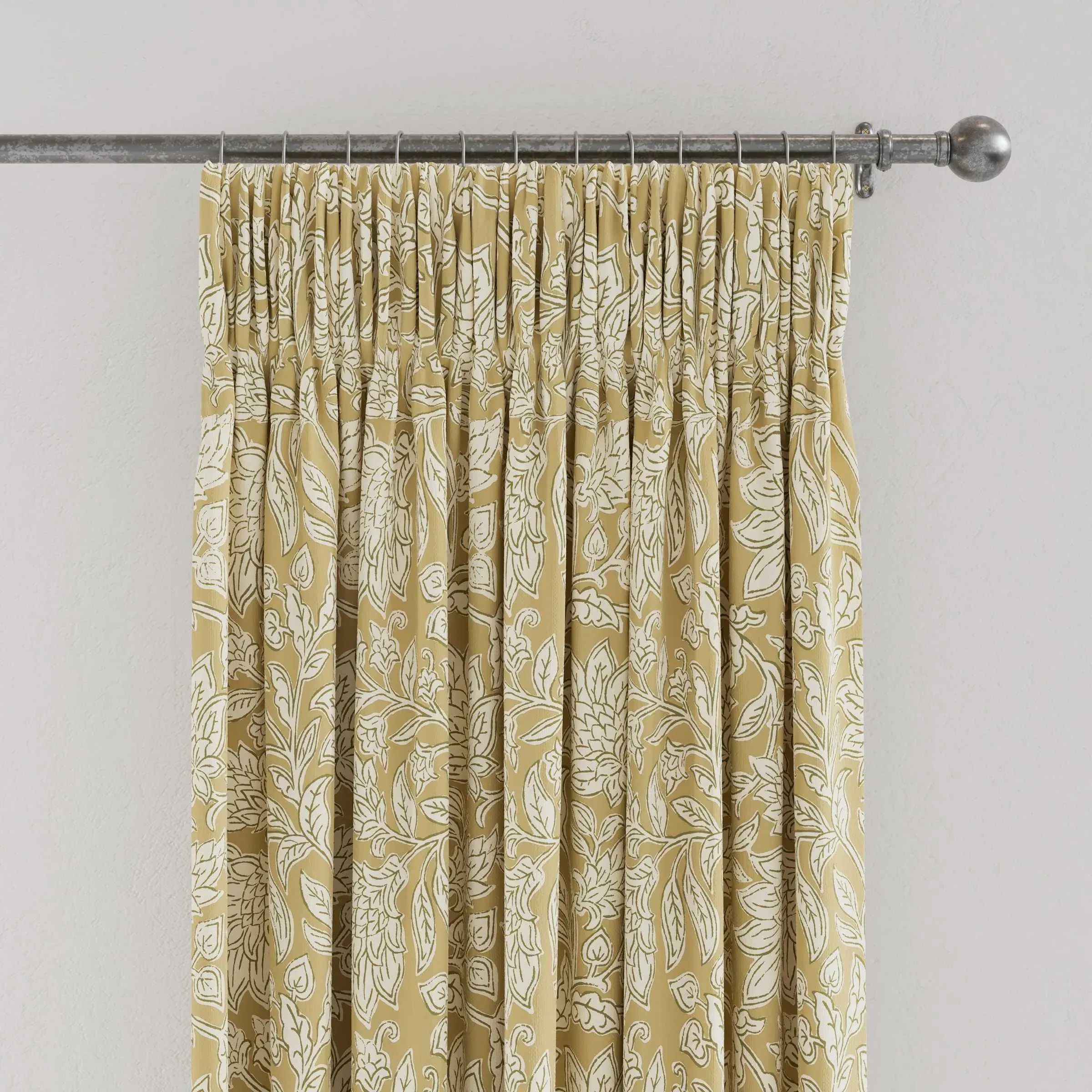 Lined Curtains with Pencil Pleat - Ochre, Cotton