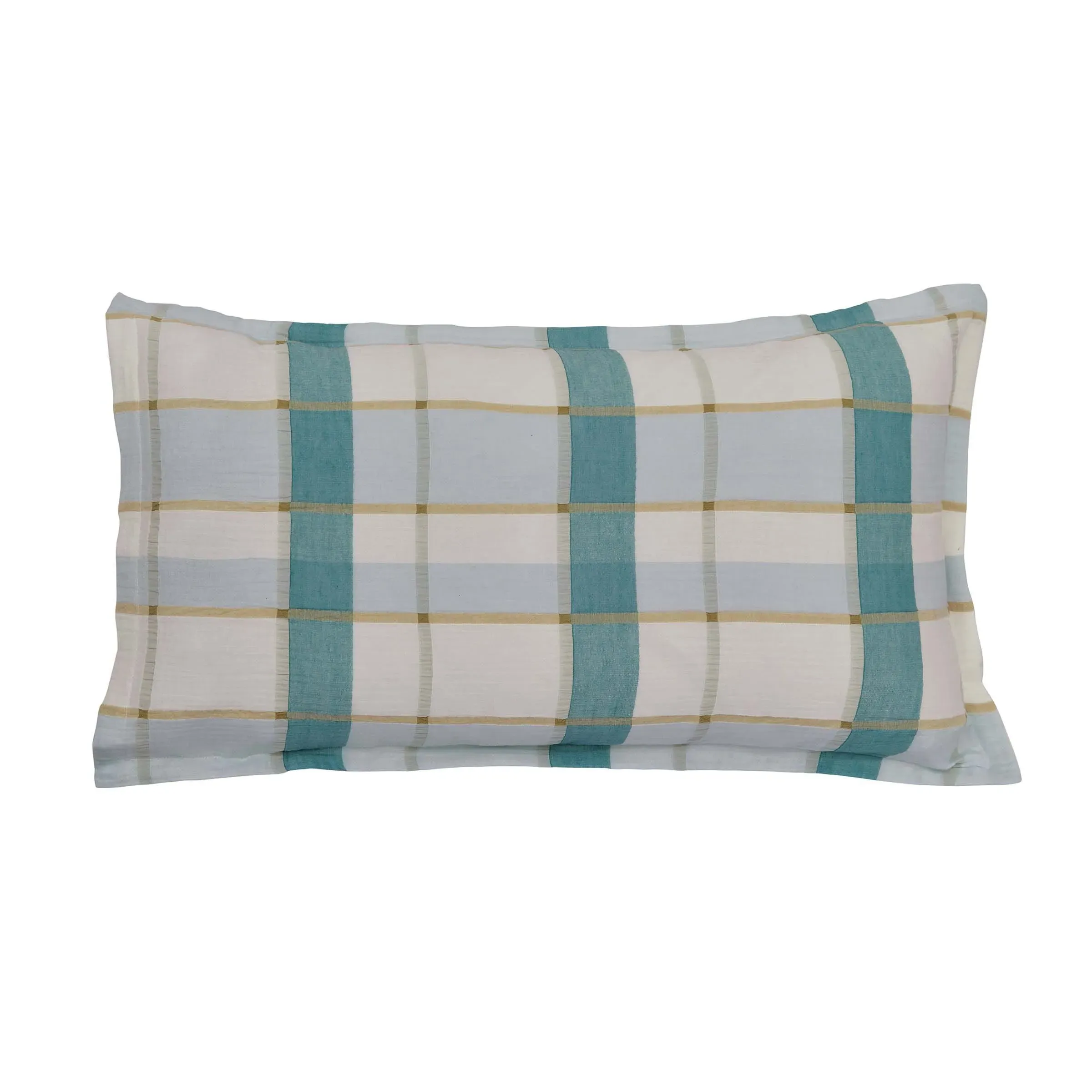 Oxford Pillowcase Pair Check - Green, Cotton image