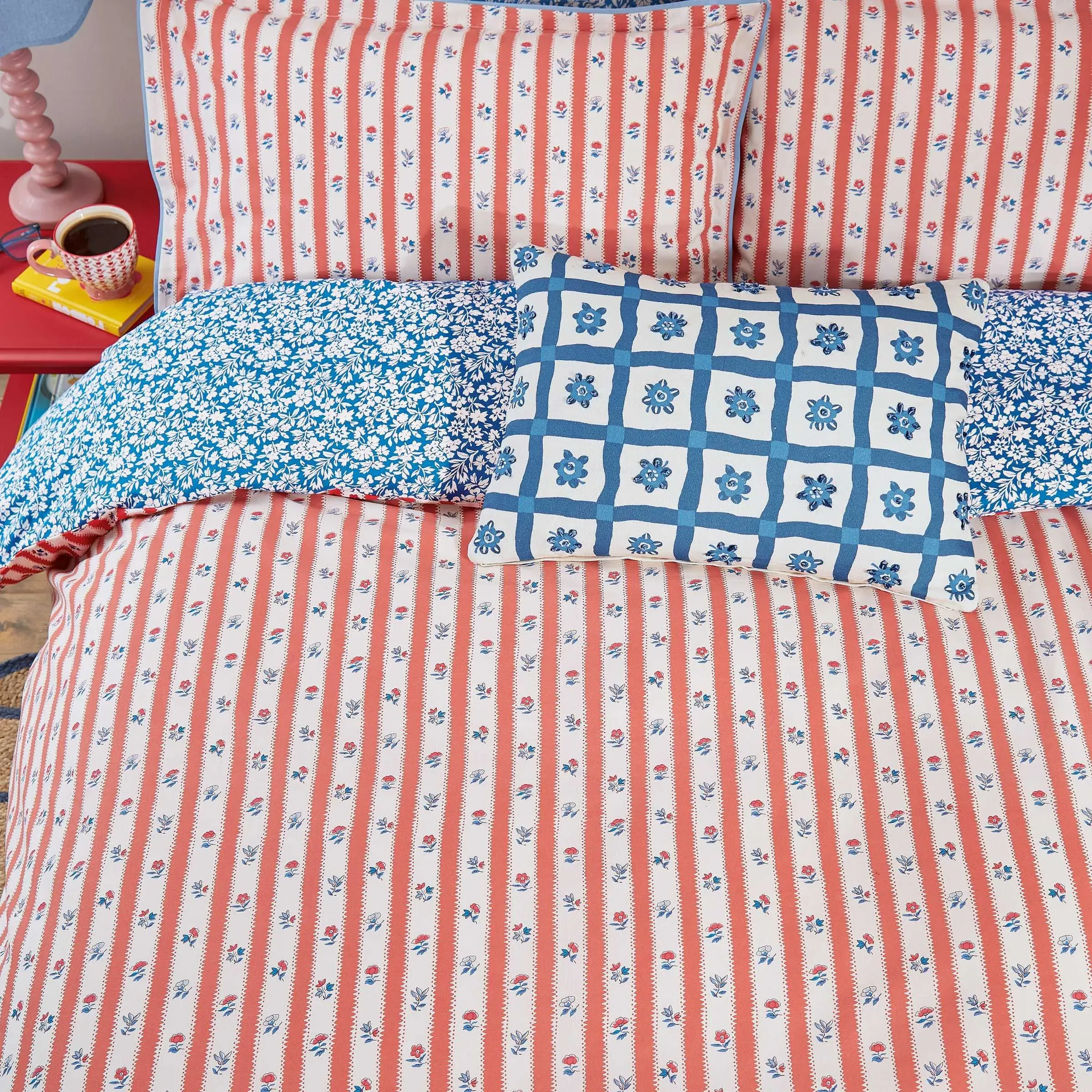 Quintin Stripe Single Duvet Cover Set - Blue/Red product