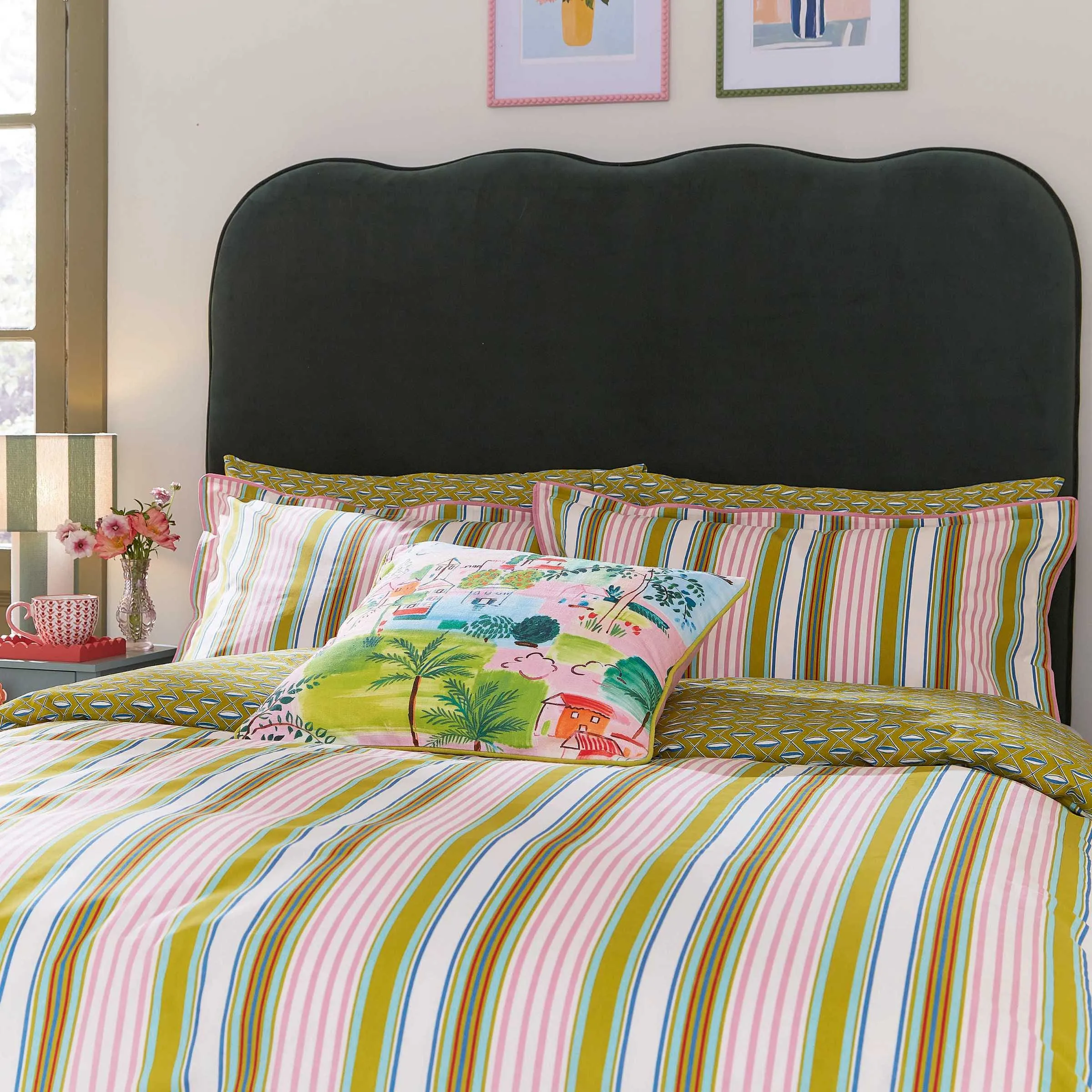 Raven Stripe Single Duvet Cover Set - Multi, Cotton alternate view