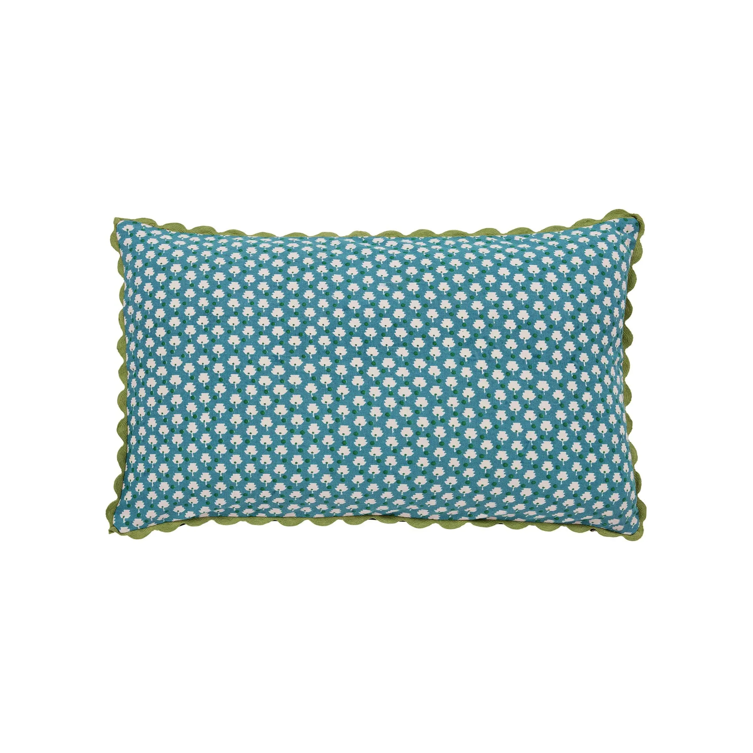 Rectangular Cushion with Leaf Design - Green image