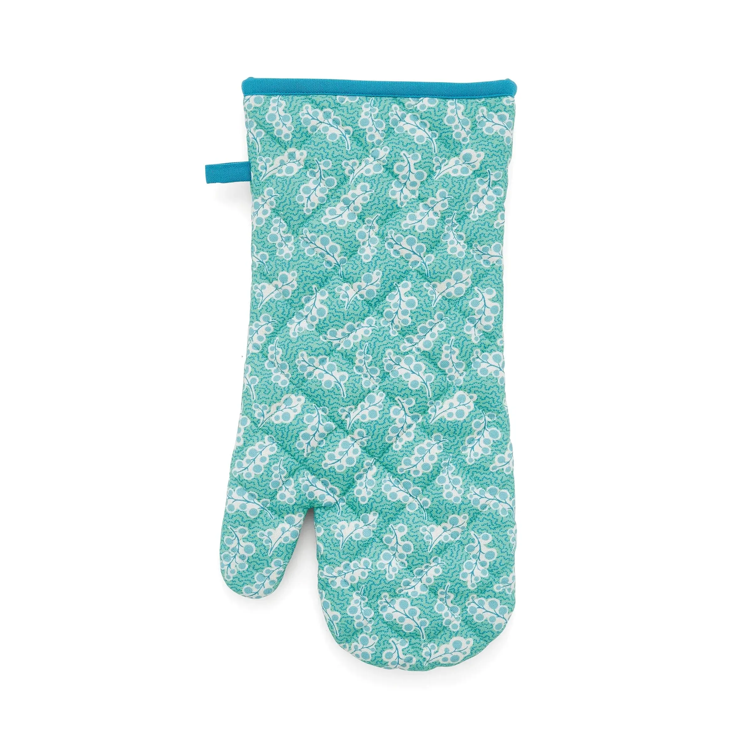 Single Oven Glove with Leaf Design - Green, Cotton image