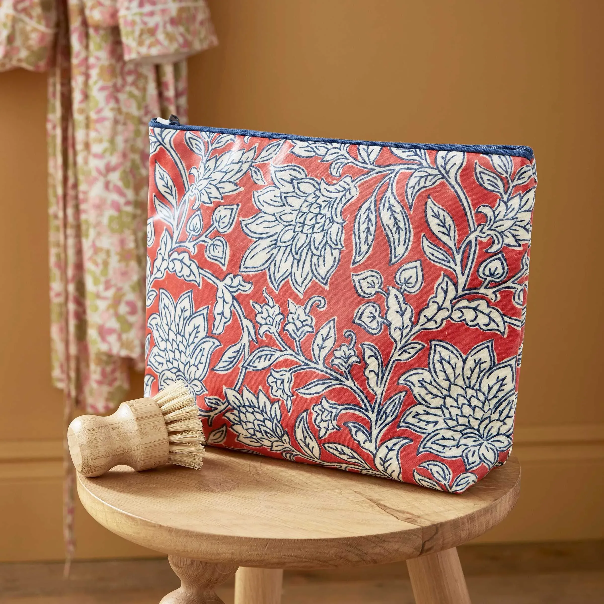 Small Wash Bag with Zip - Blue, Cotton image