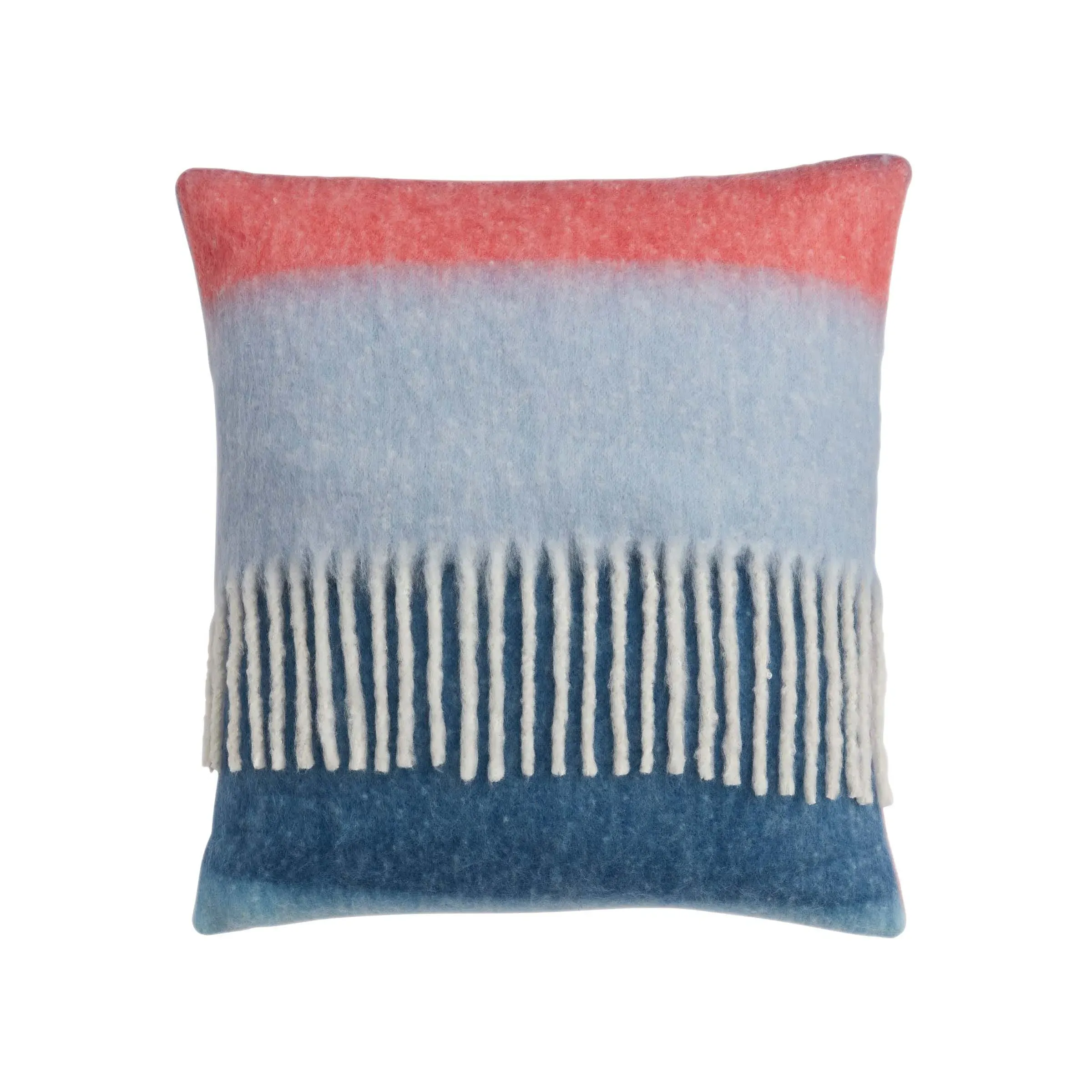 Square Landscape Cushion with Fringe - Blue image