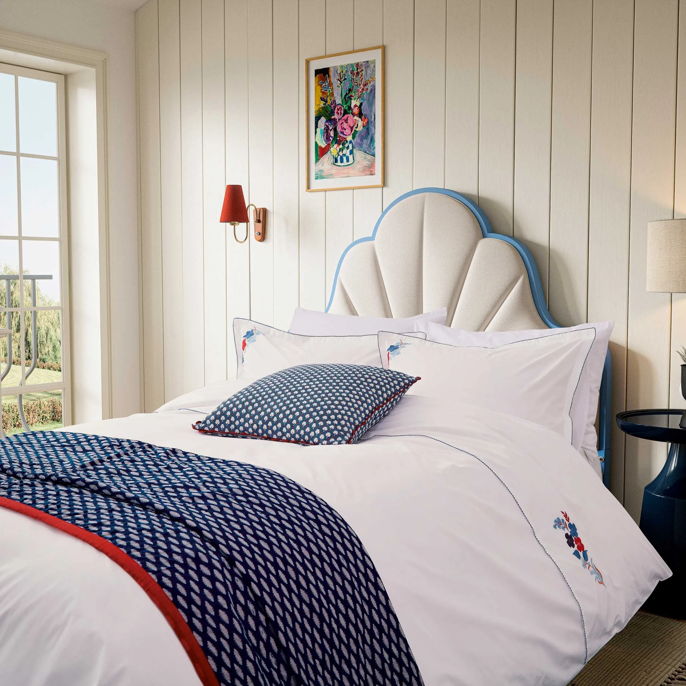 Super King Duvet Cover Set - Blue/Red, Cotton image