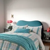 Super King Duvet Cover Set Check - Green, Cotton