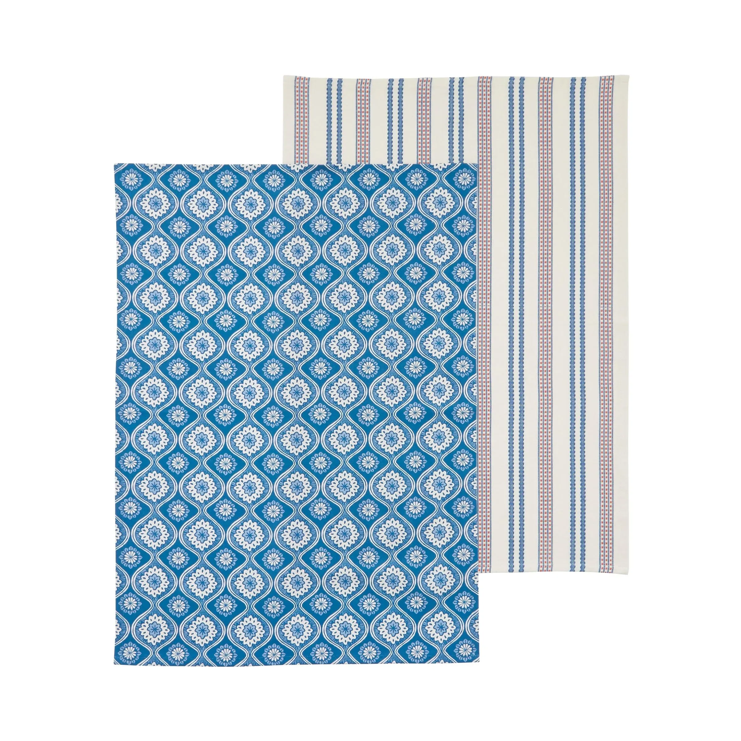 Ticking Stripe & Achill Tea Towels - Blue, Red, Cotton product