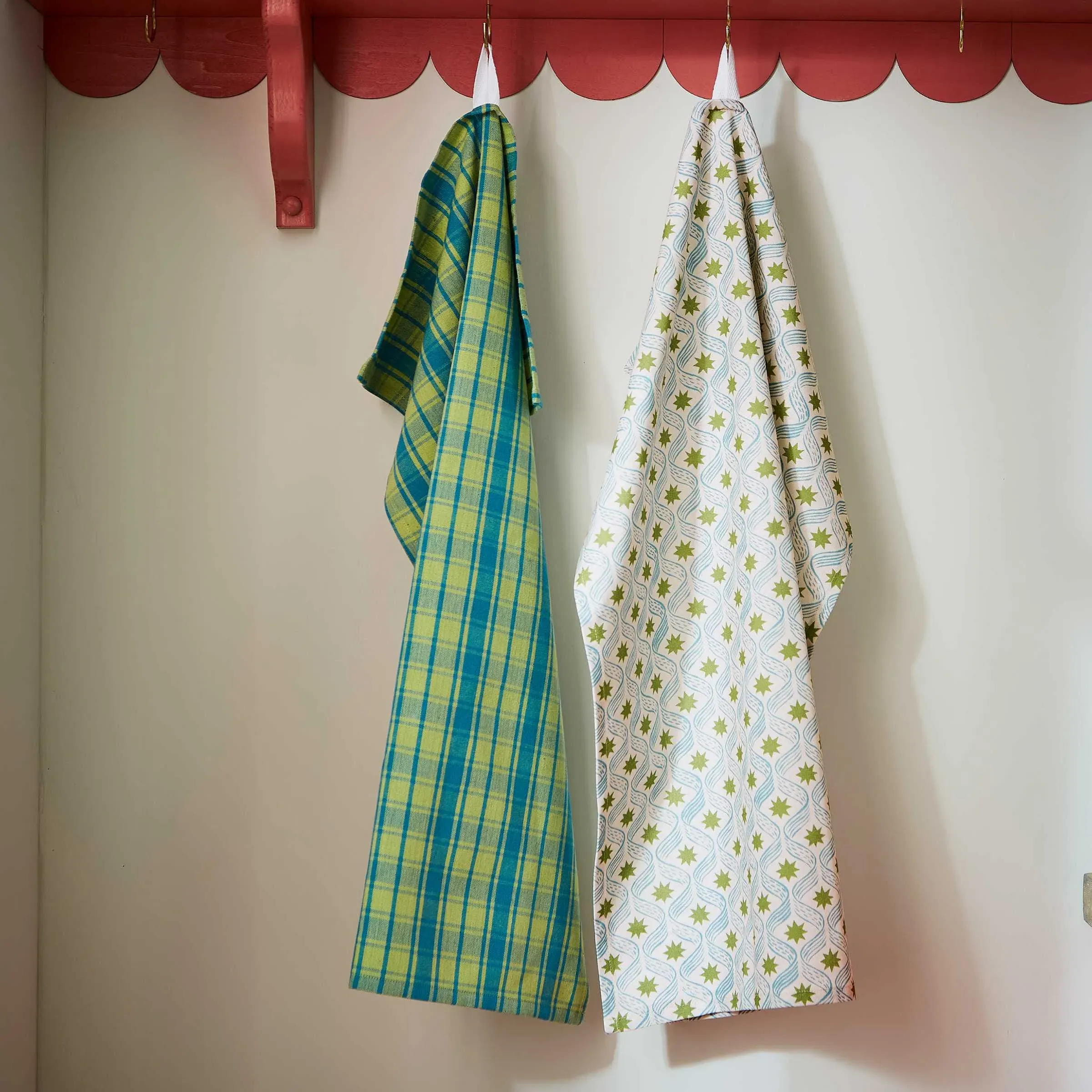 Woven Check & Stella Tea Towels Set of 2 - Multi, Cotton product