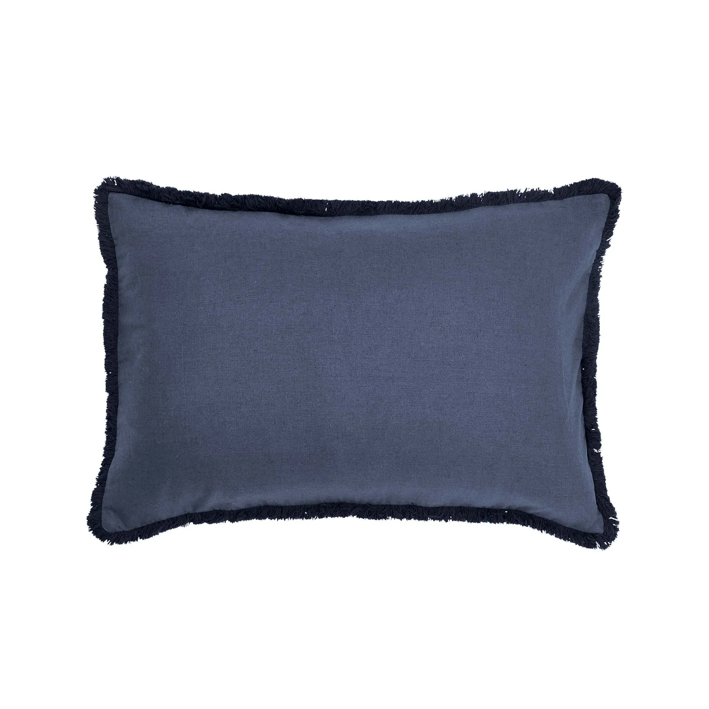 60x40cm Cushion with Frayed Trim - Blue, Cotton image
