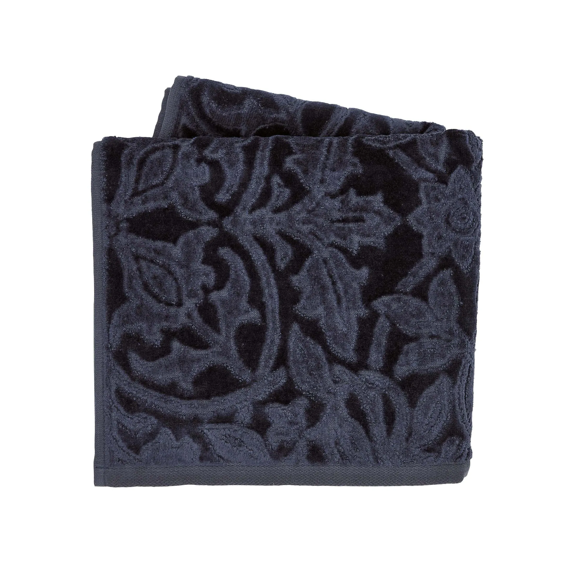 Bath Sheet with Floral Pattern - Blue, Cotton