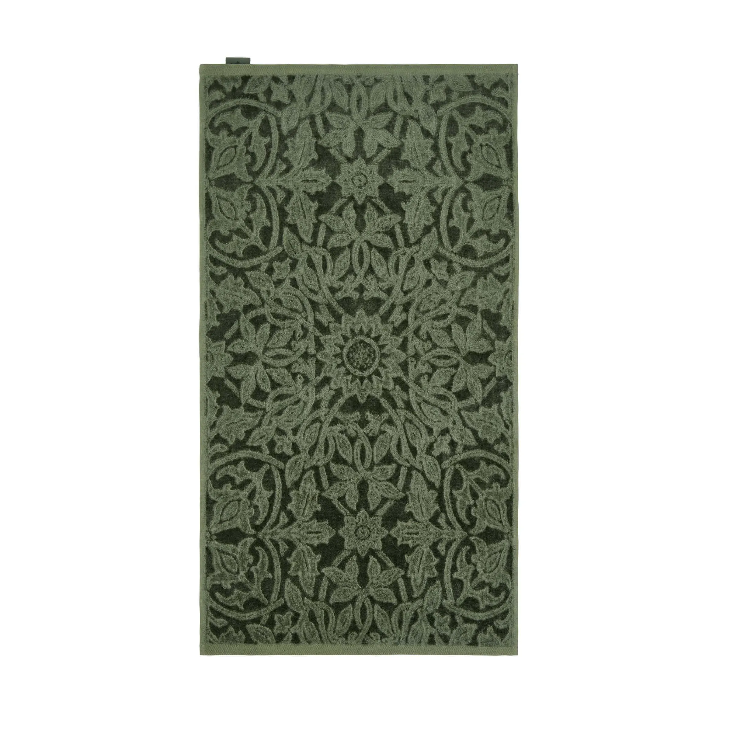 Bath Towel with Floral Pattern - Green, Cotton