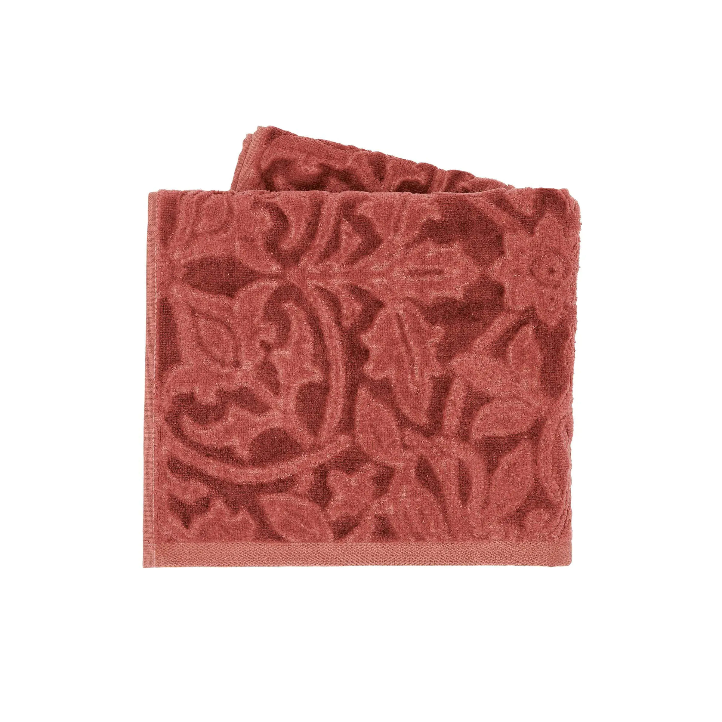 Bath Towel with Floral Pattern - Red, Cotton