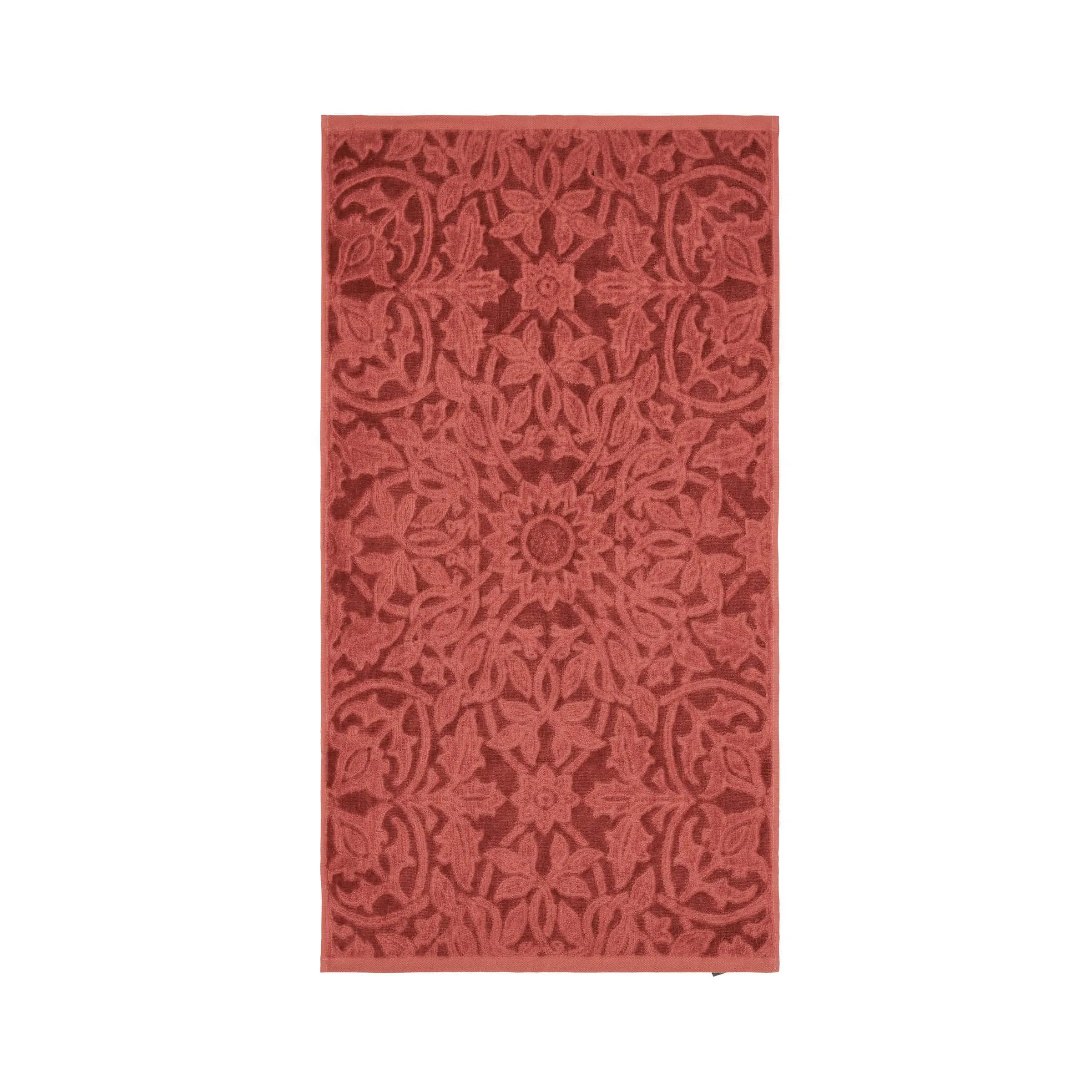 Bath Towel with Floral Pattern - Red, Cotton