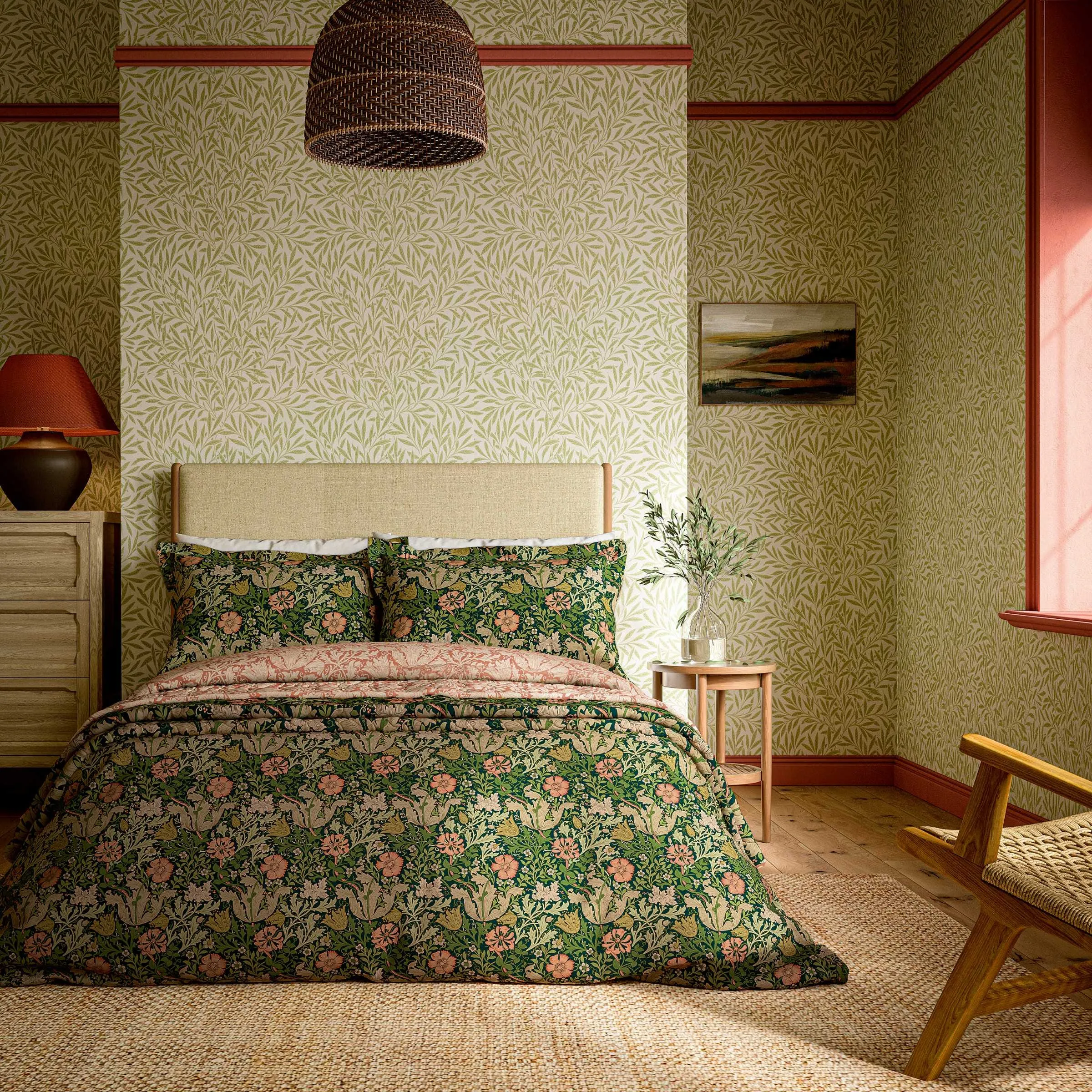 Compton Single Duvet Cover Set - Green Indigo, Cotton Percale alternate view