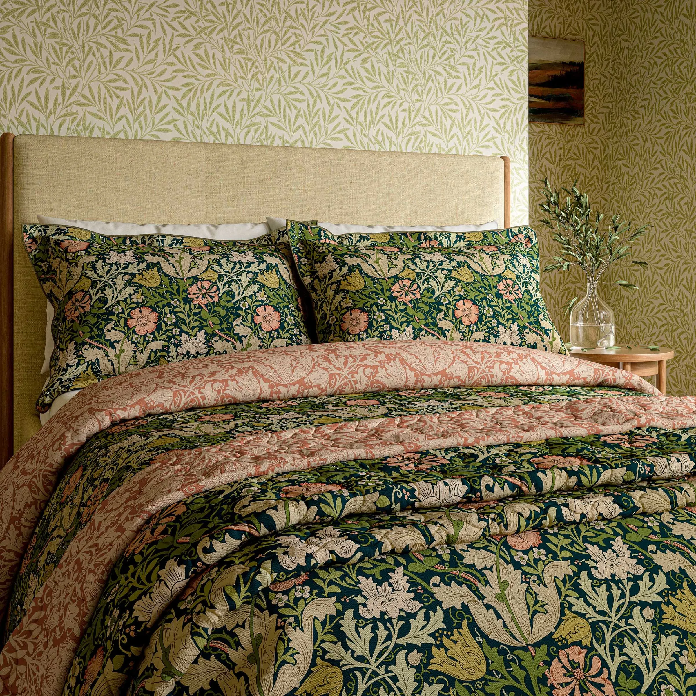 Compton Single Duvet Cover Set - Green Indigo, Cotton Percale product