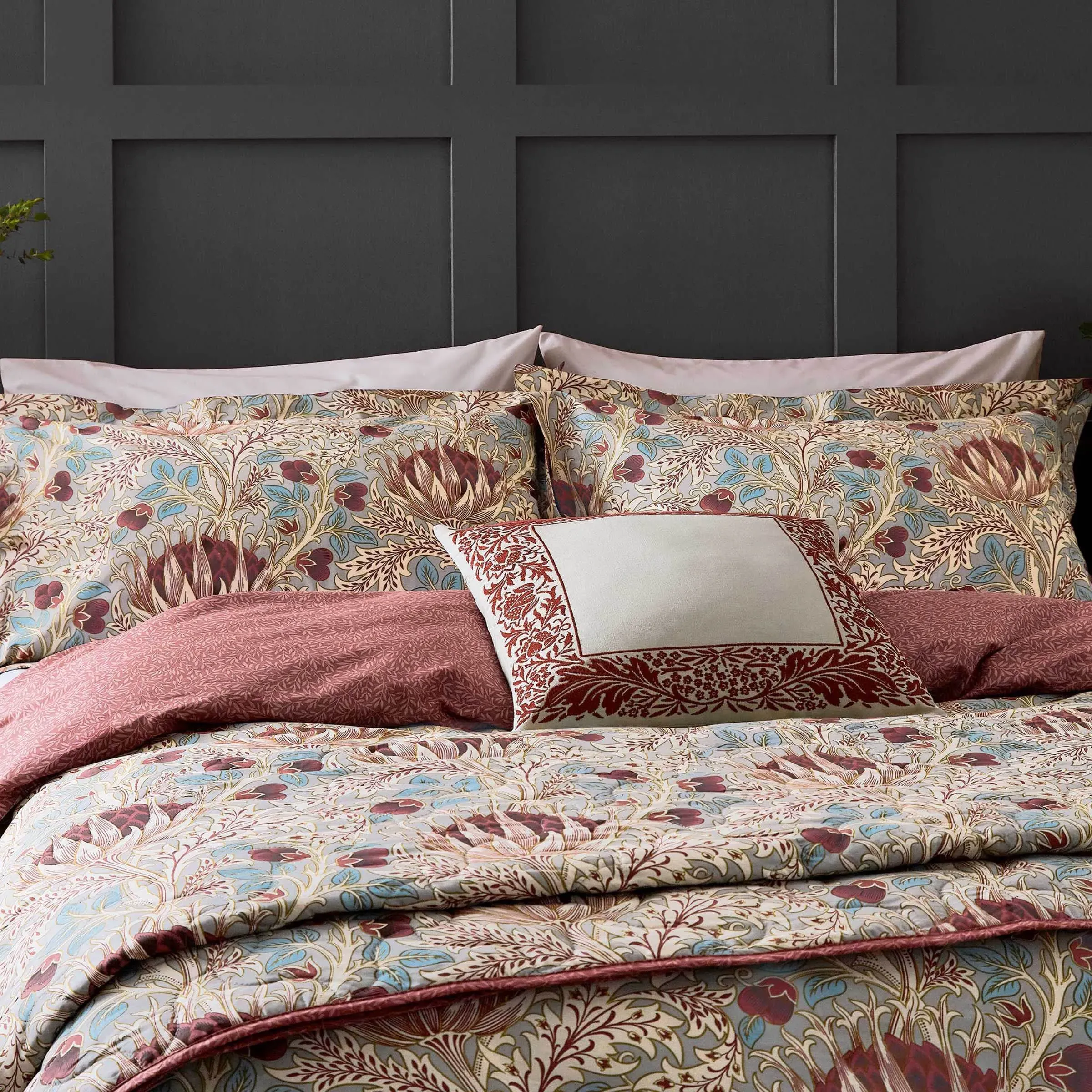 Double Duvet Cover Set - Grey, Cotton Percale