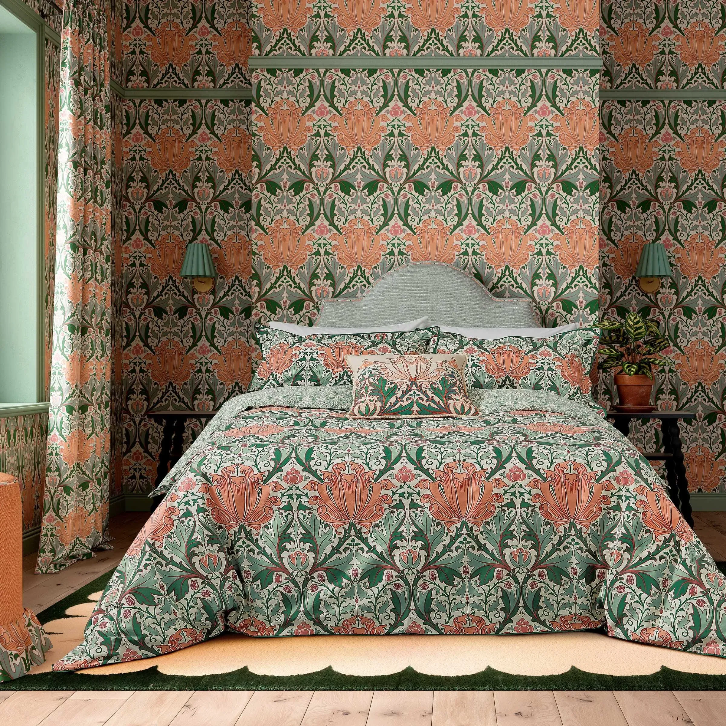 Double Duvet Cover Set - Peach, Cotton Percale