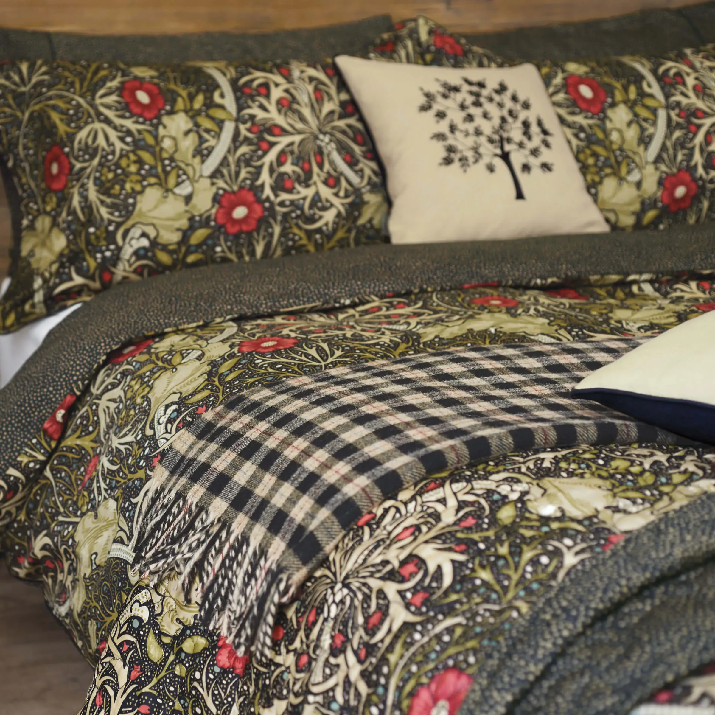 Double Duvet Cover Set Seaweed - Black, Cotton