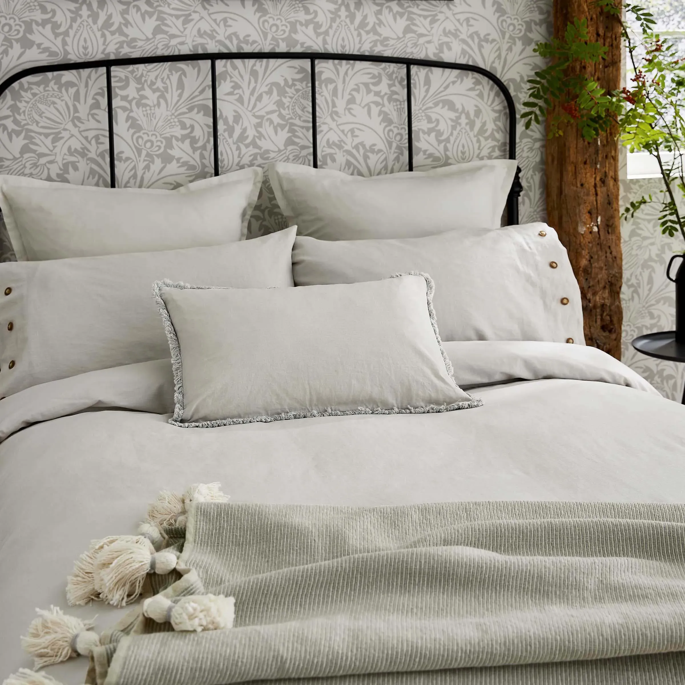 Double Duvet Cover - Silver, Cotton Linen