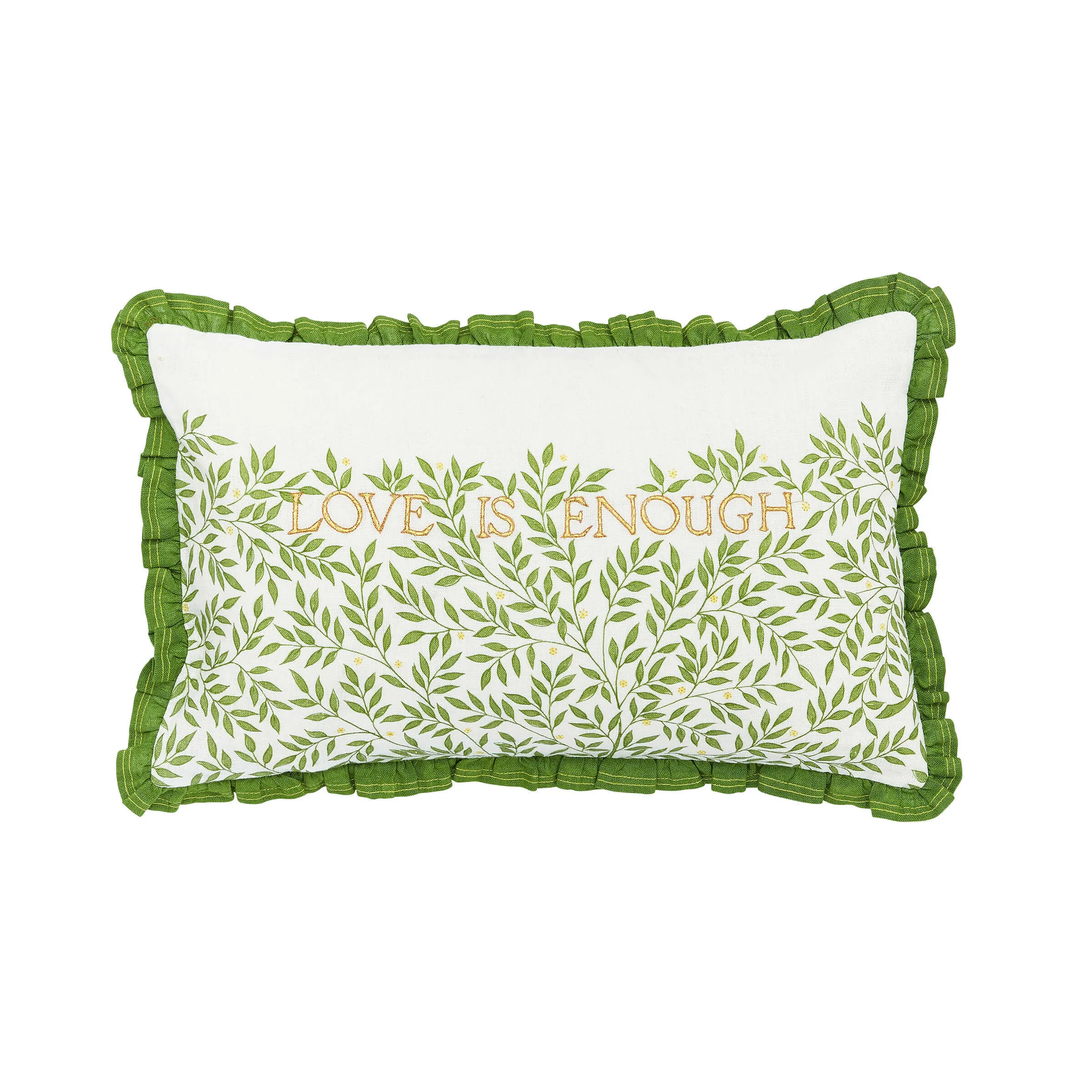 Embroidered Cushion with Lemon Tree Design - Green image