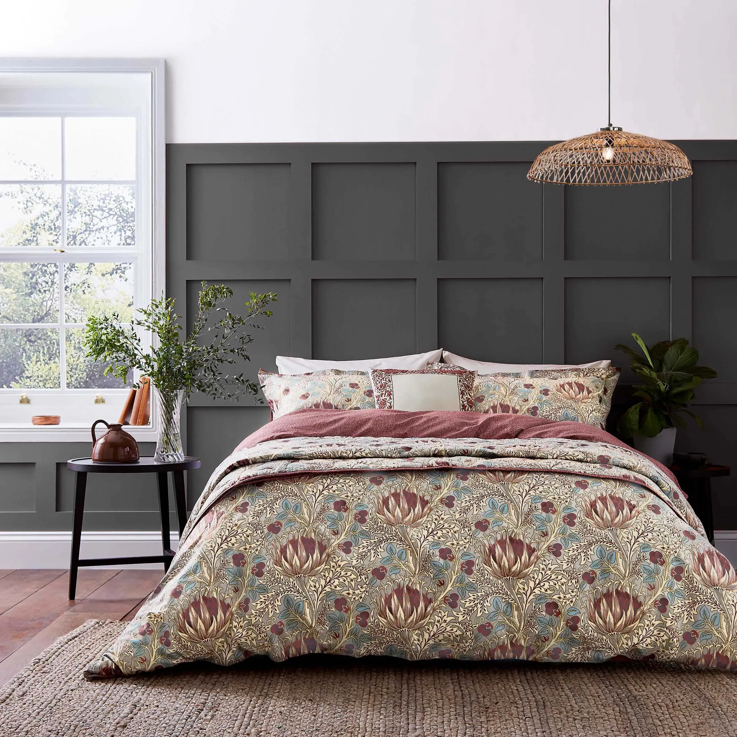 King Size Duvet Cover Set - Grey, Cotton Percale