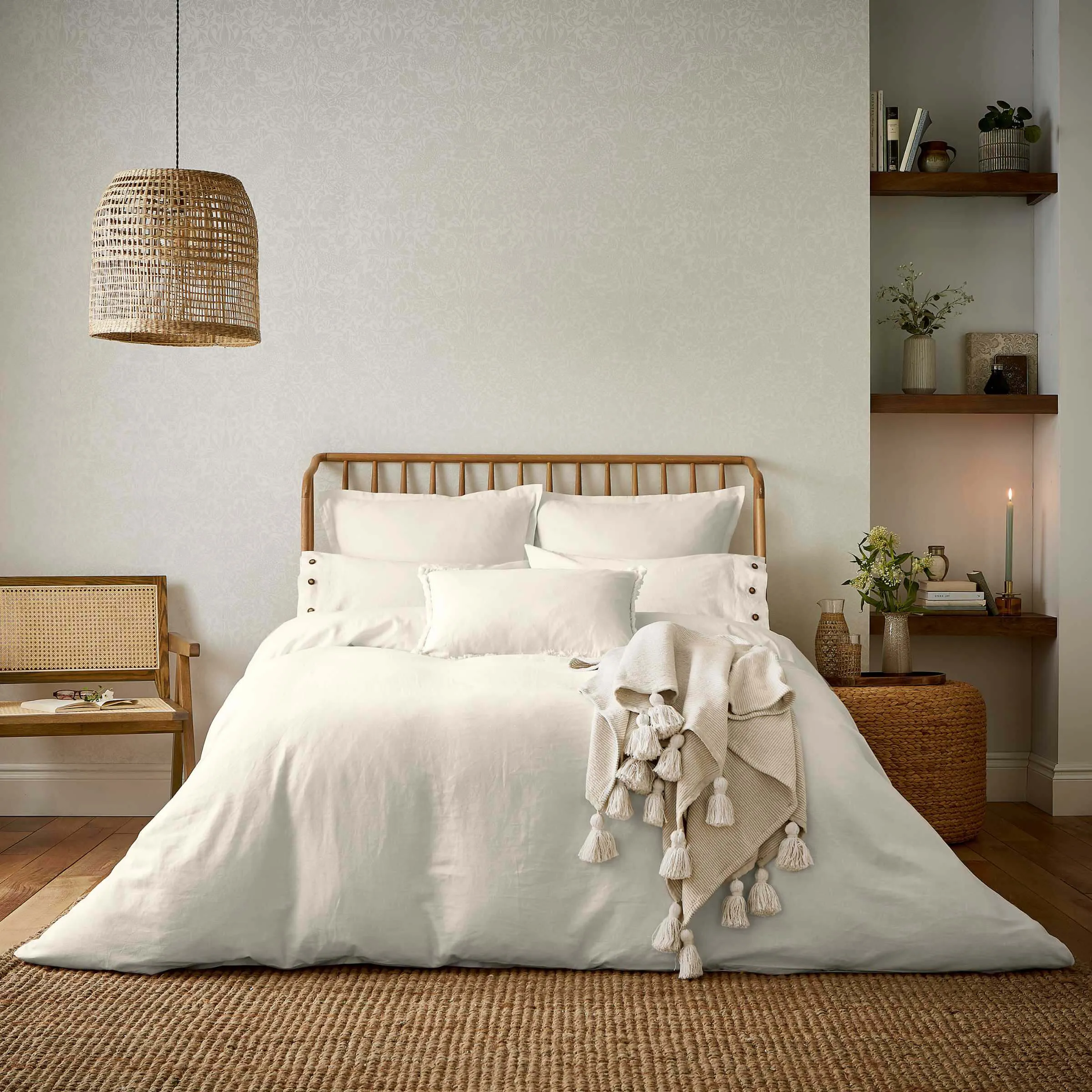 King Size Duvet Cover - White, Cotton Linen