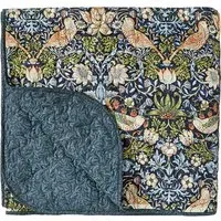 Quilted Bedspread with Leaf Design - Indigo, Cotton