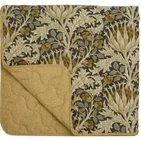 Quilted Throw with Artichoke Design - Charcoal