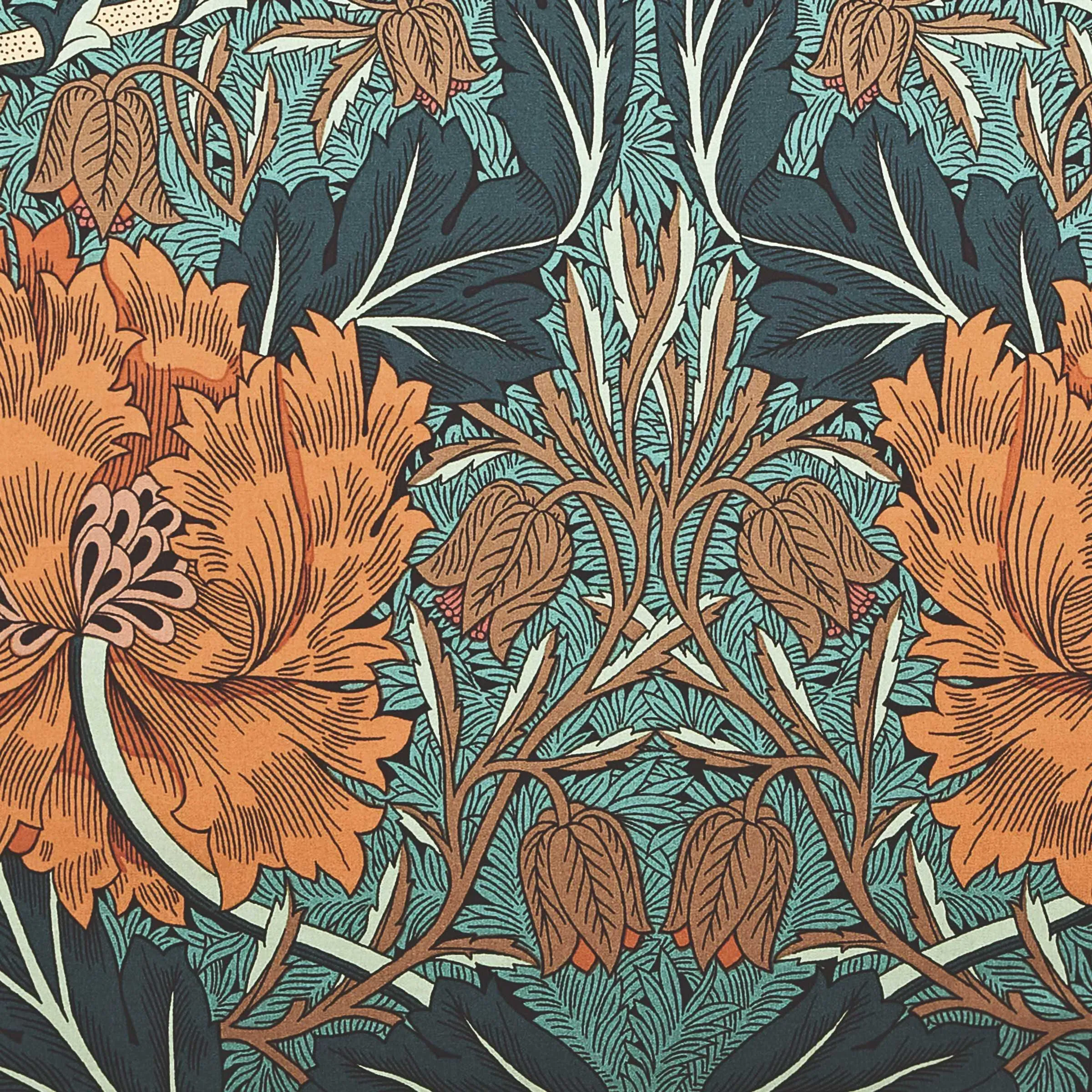 Quilted Throw with Floral Pattern - Teal, Cotton