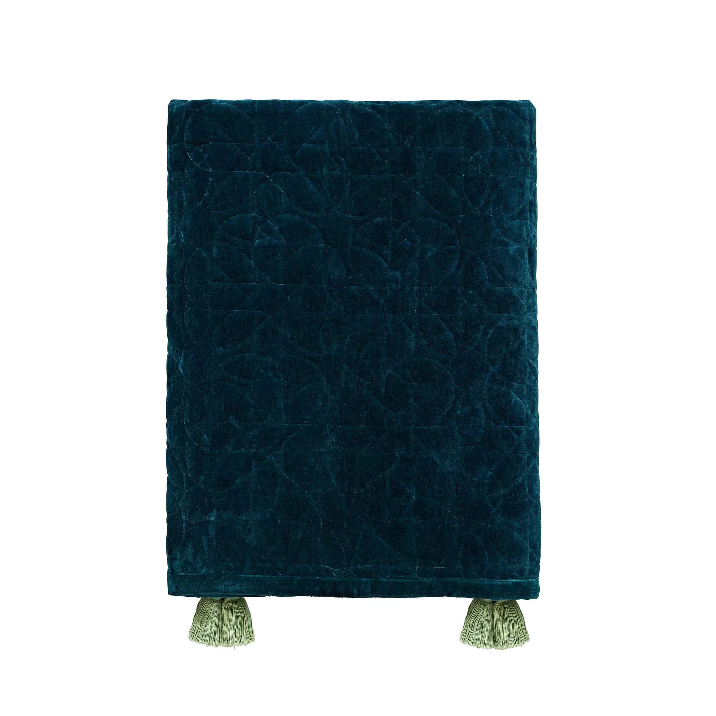 Quilted Throw with Floral Pattern - Teal, Cotton image