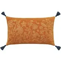 Rectangular Cushion with Embroidery - Saffron, Velvet