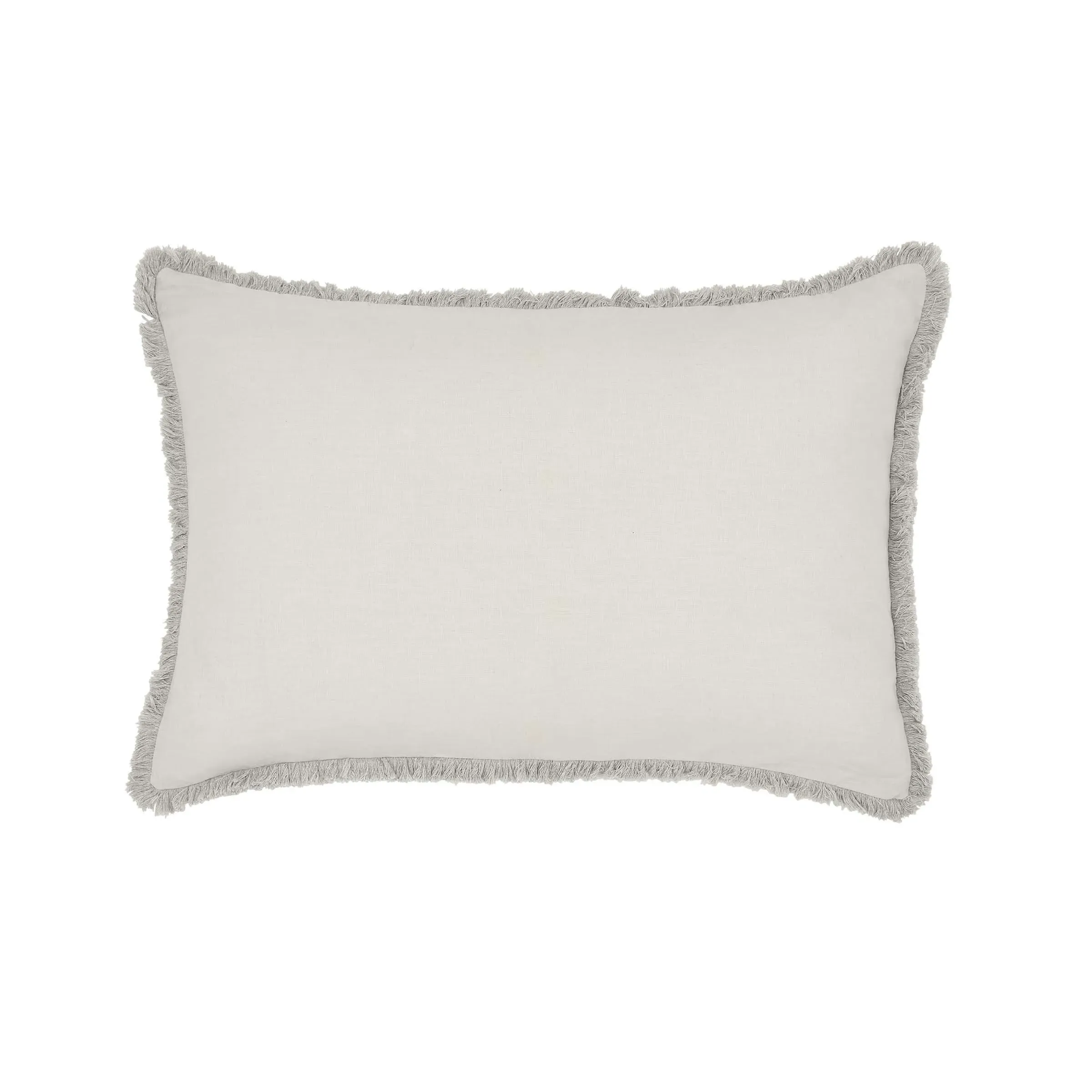 Rectangular Cushion with Frayed Trim - Silver, Linen image