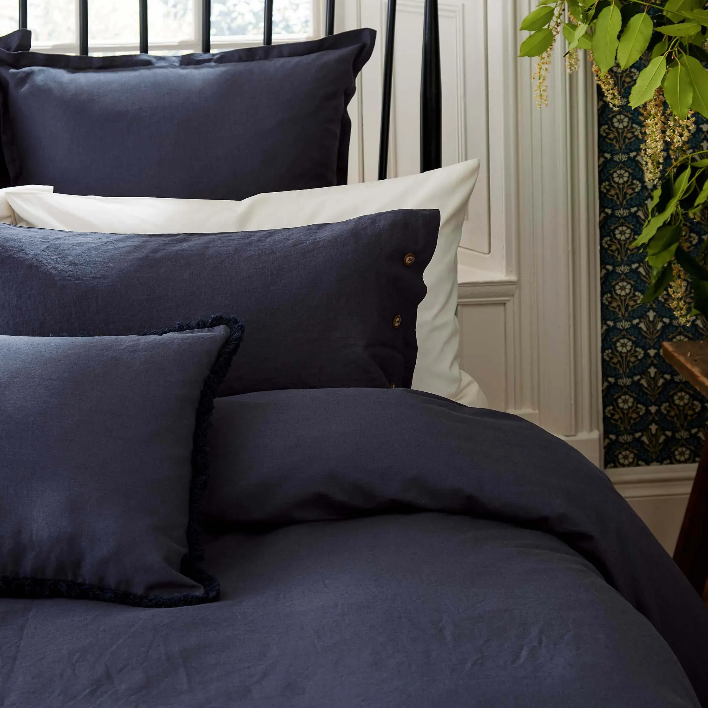 Single Duvet Cover Plain Dye - Blue, Cotton