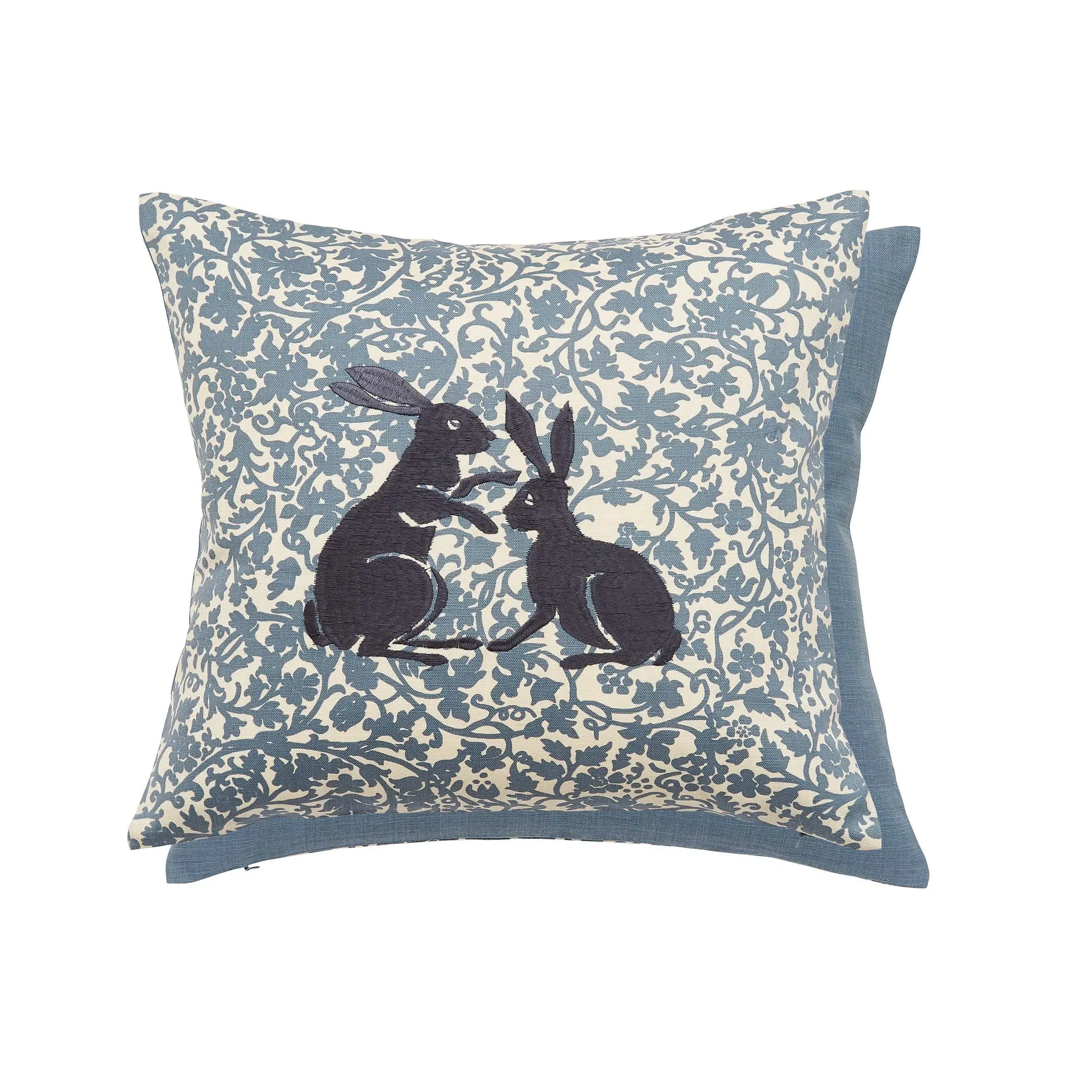 Square Cushion with Embroidery - Indigo, Cotton image