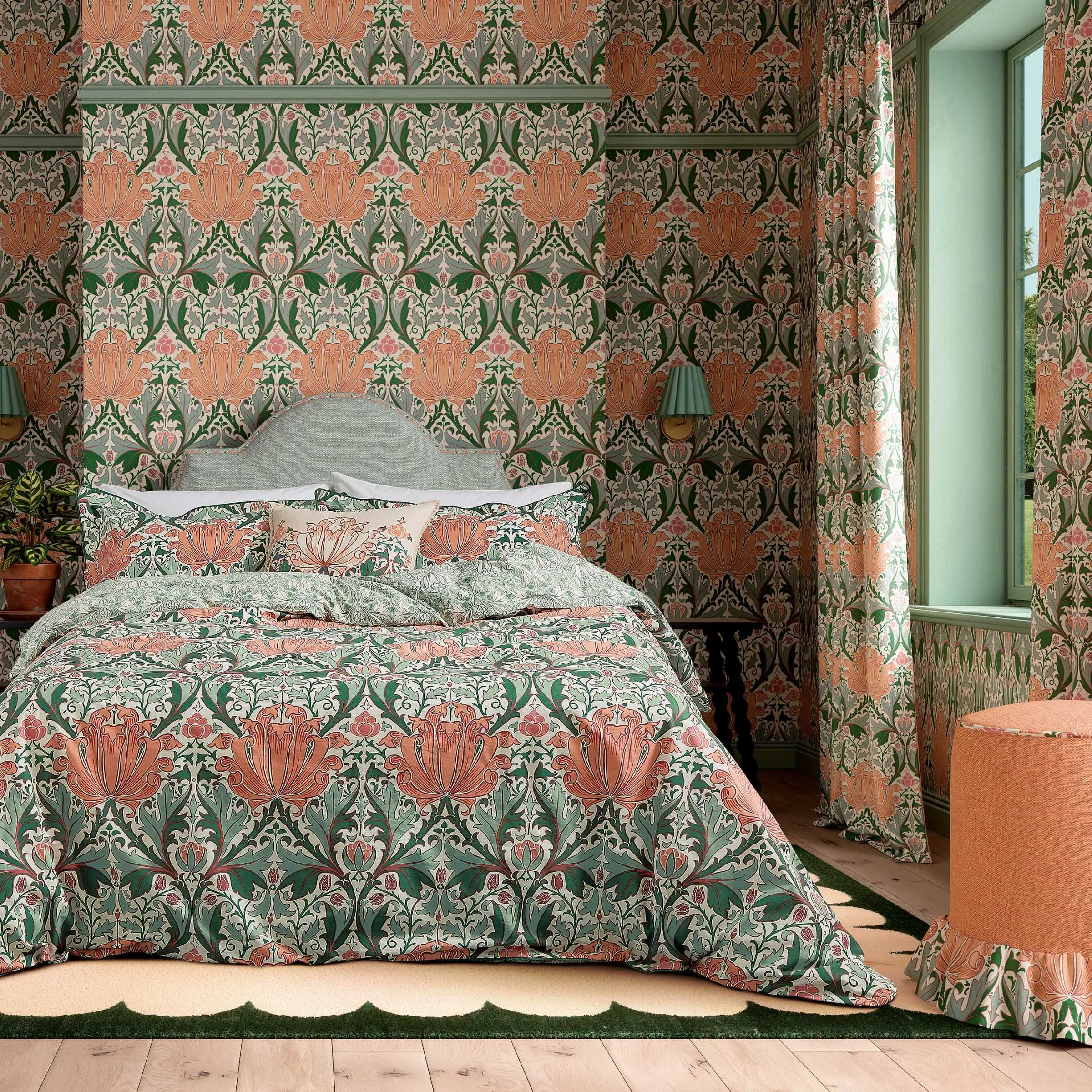 Square Cushion with Embroidery - Peach, Cotton