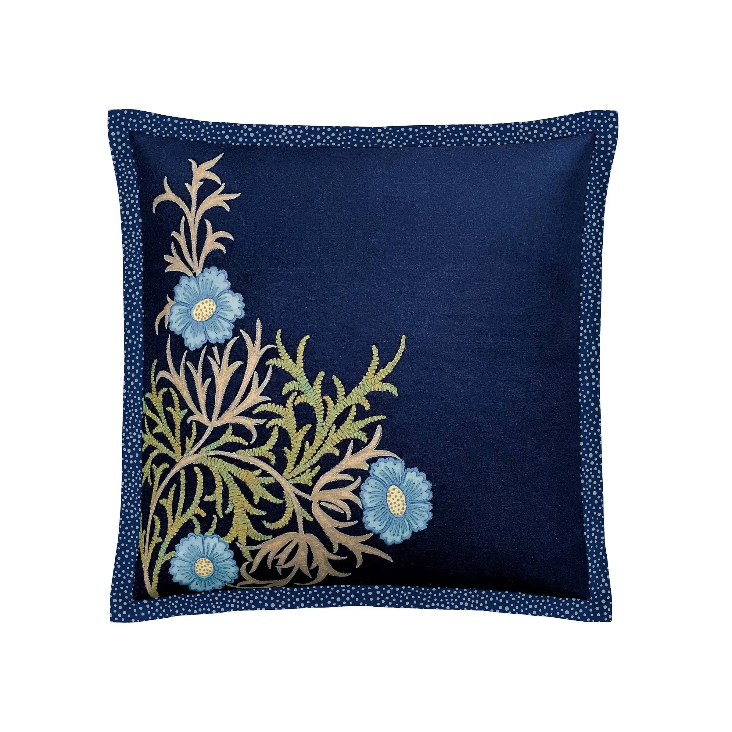 Square Cushion with Printed Flange - Cobalt, Cotton image