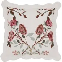 Square Embroidered Cushion 45x45cm - Green, Cotton