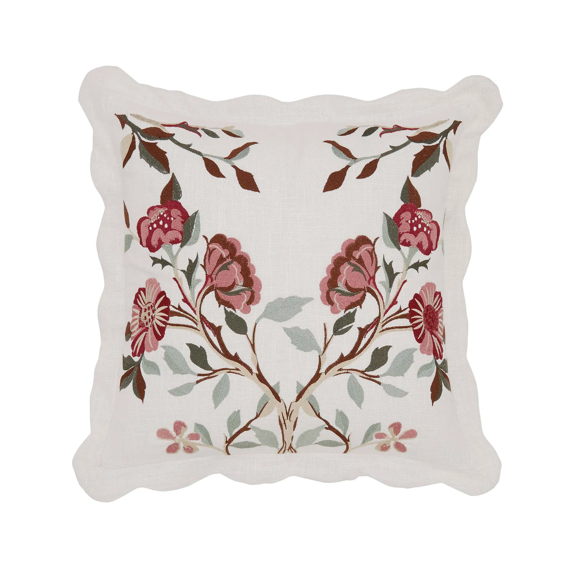 Square Embroidered Cushion 45x45cm - Green, Cotton image