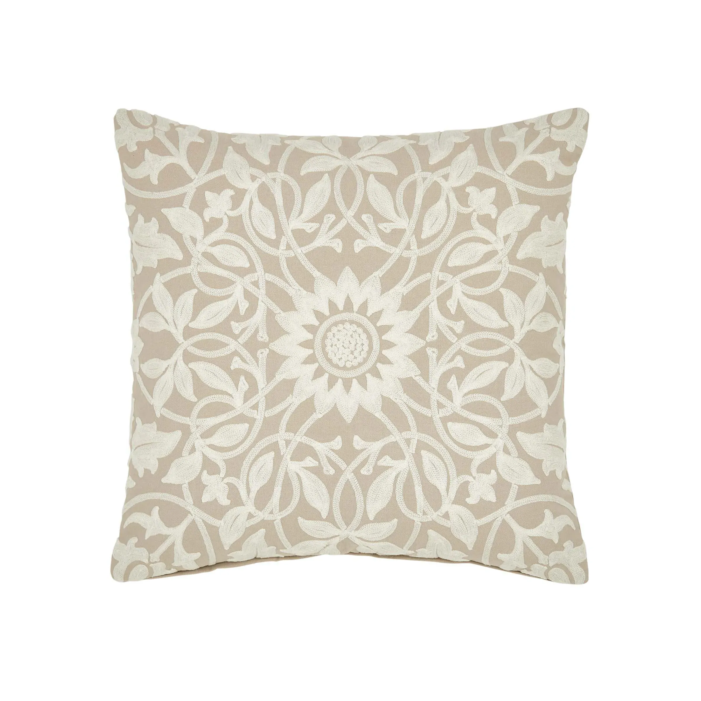 Square Embroidered Cushion - Linen image