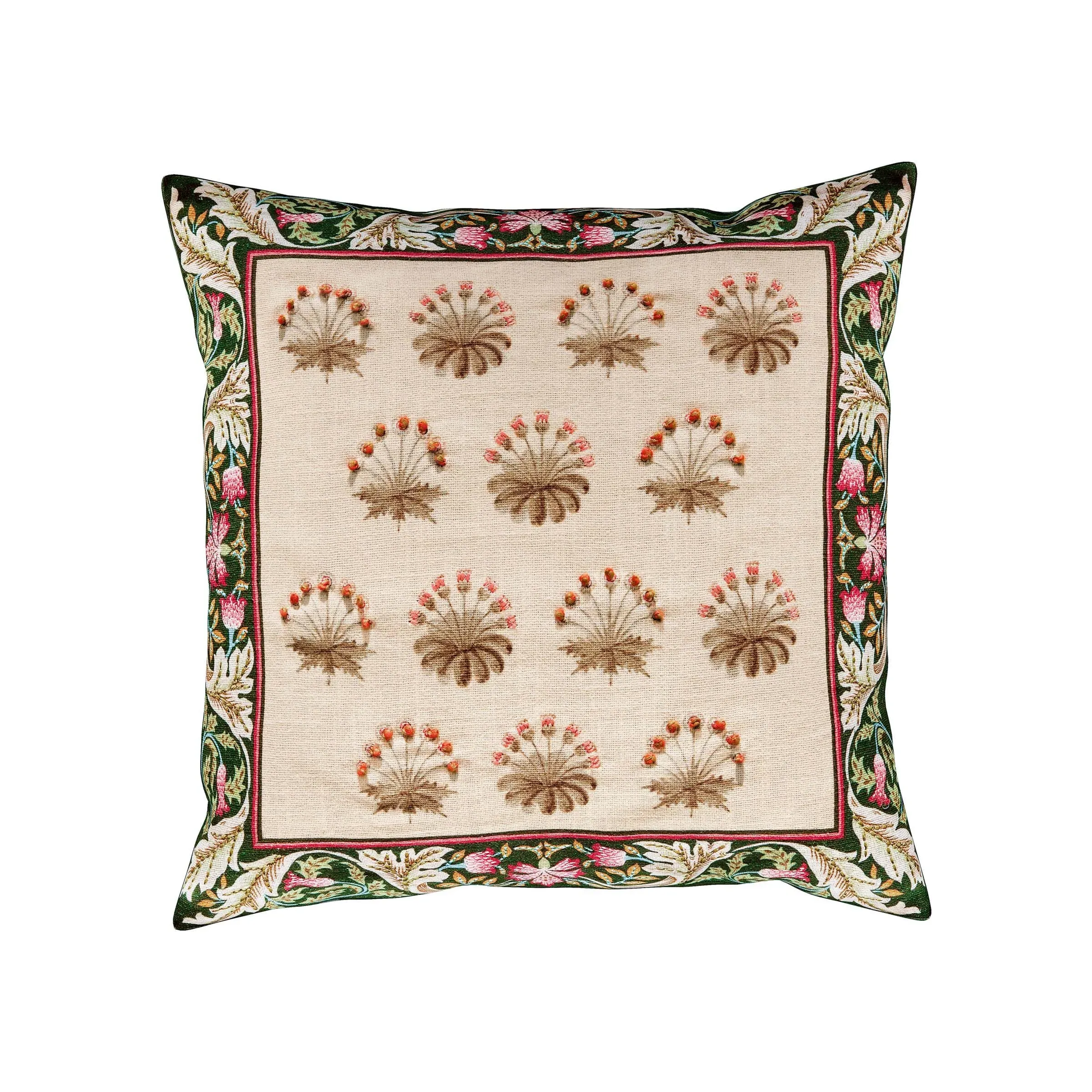 Square Cushion with French Knots - Olive, Cotton image