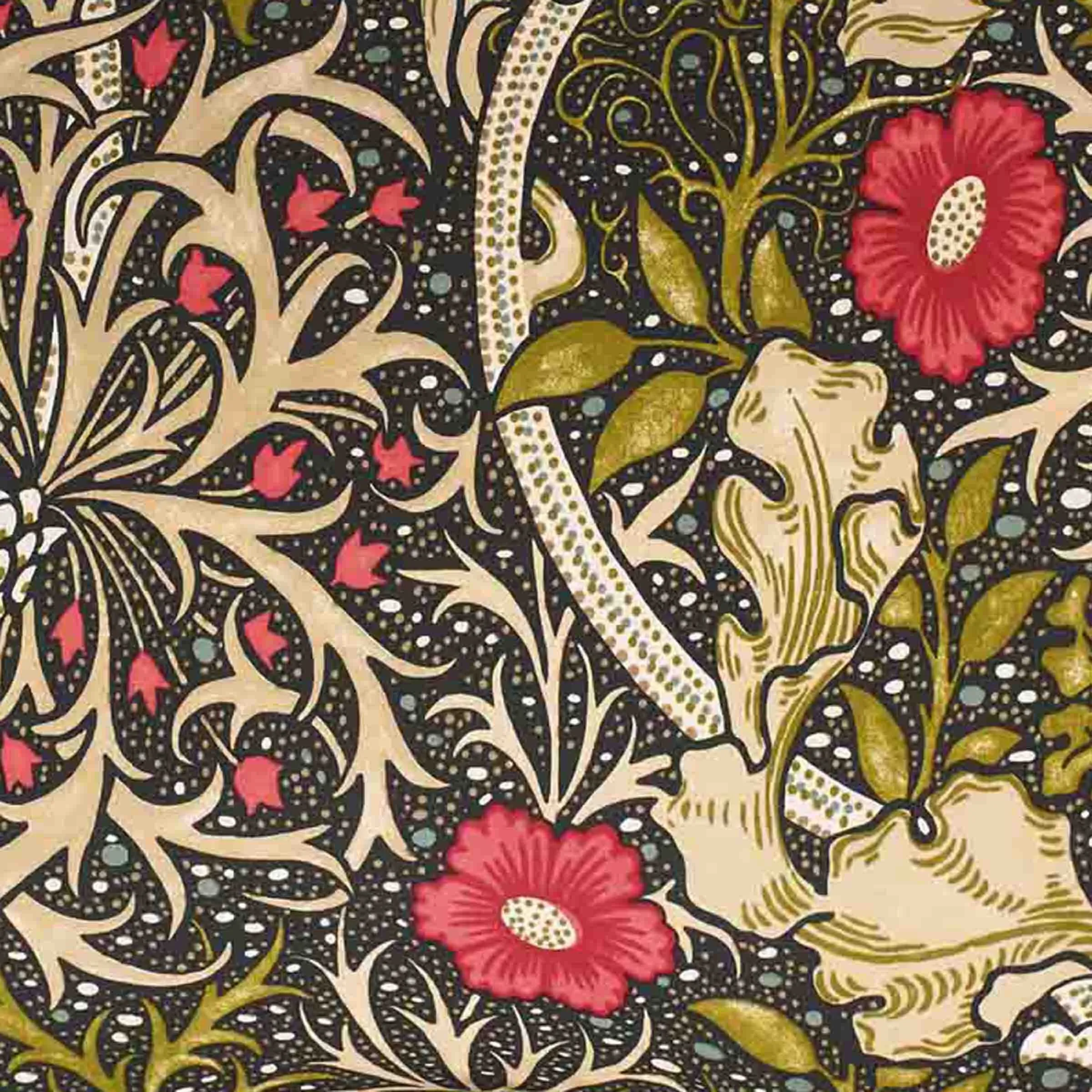 William Morris Seaweed Throw - Black, Cotton alternate view