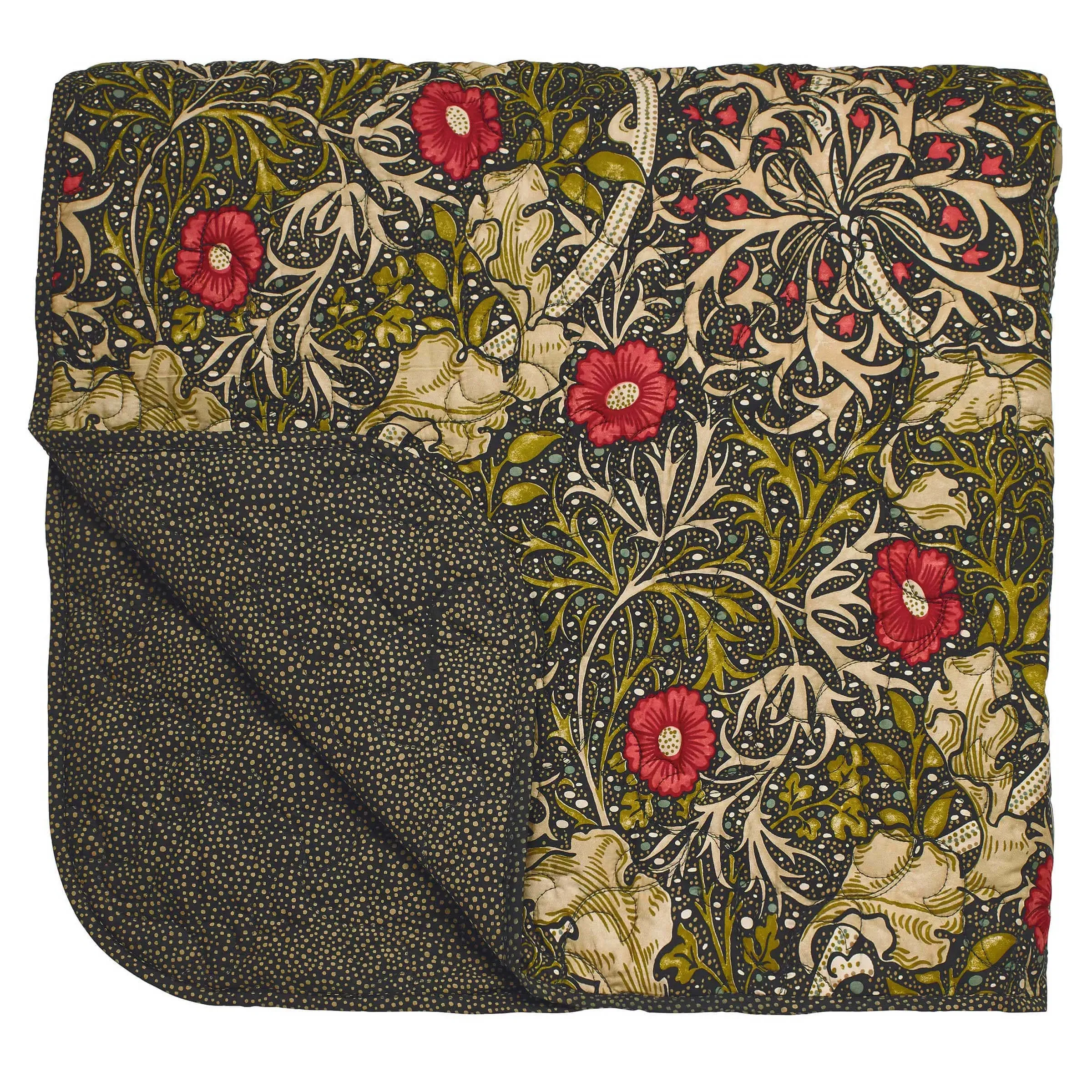 William Morris Seaweed Throw - Black, Cotton product