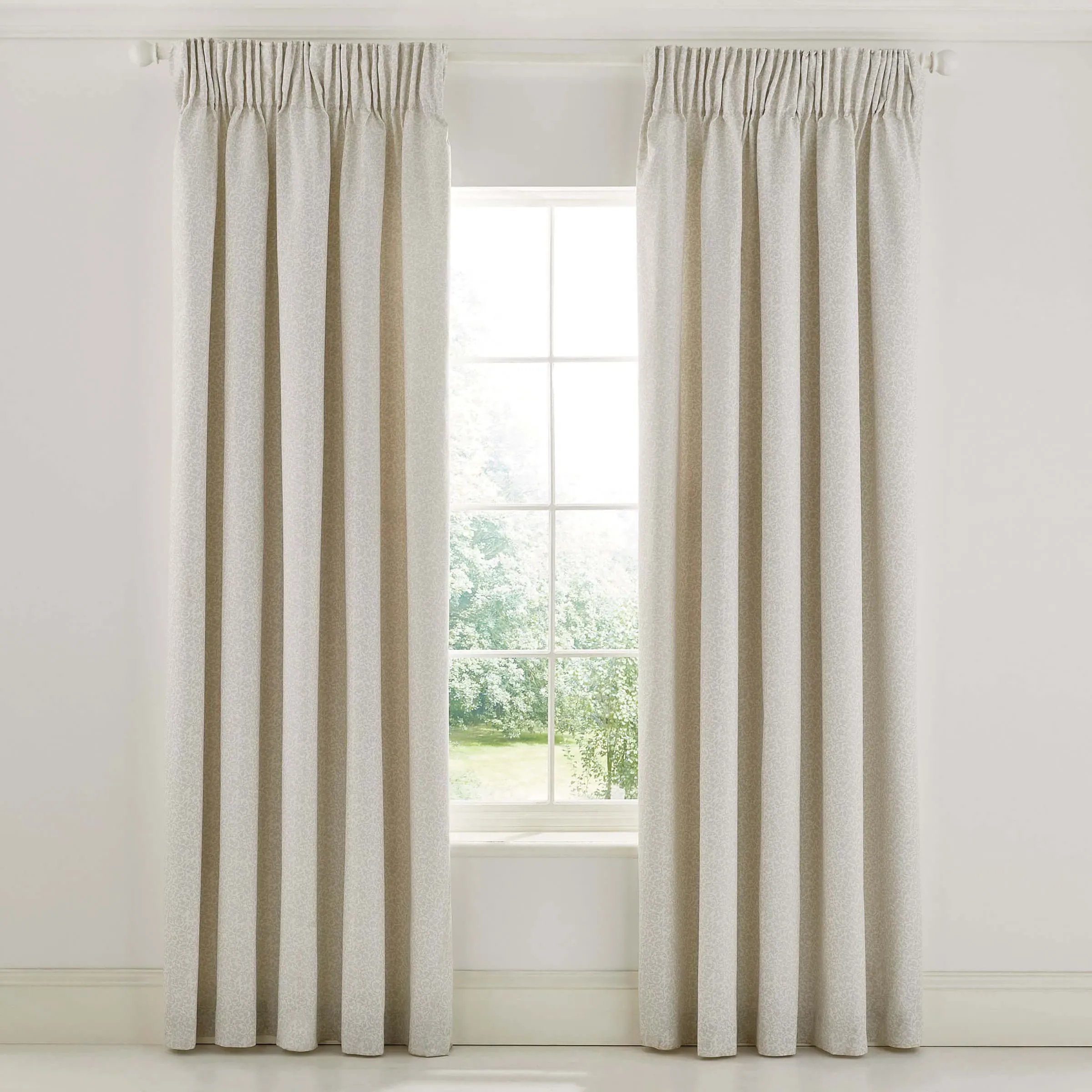 William Morris Wandle Lined Curtains 66x72" - Grey, Cotton product