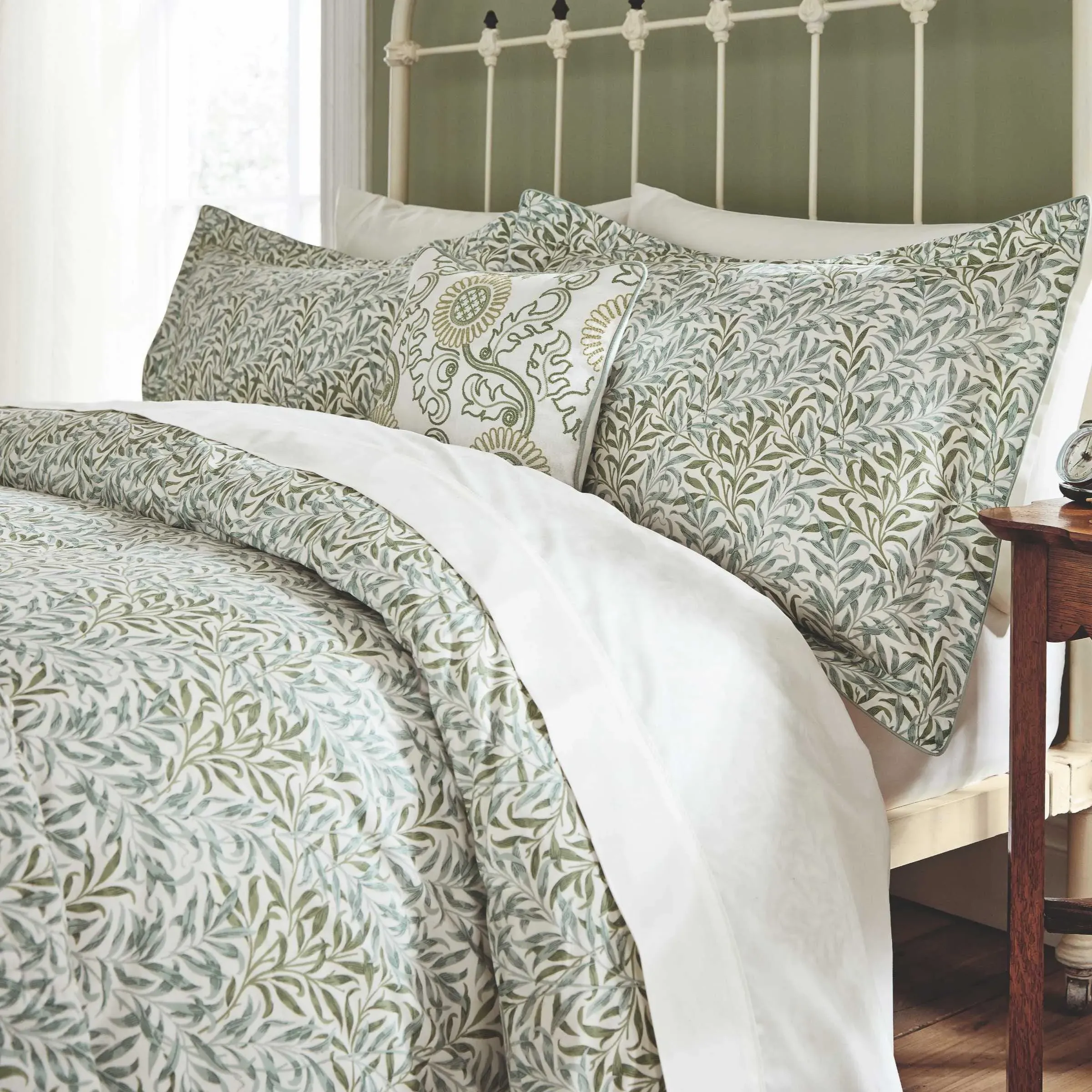 Willow Boughs Quilted Throw - Sage, Cotton Percale alternate view