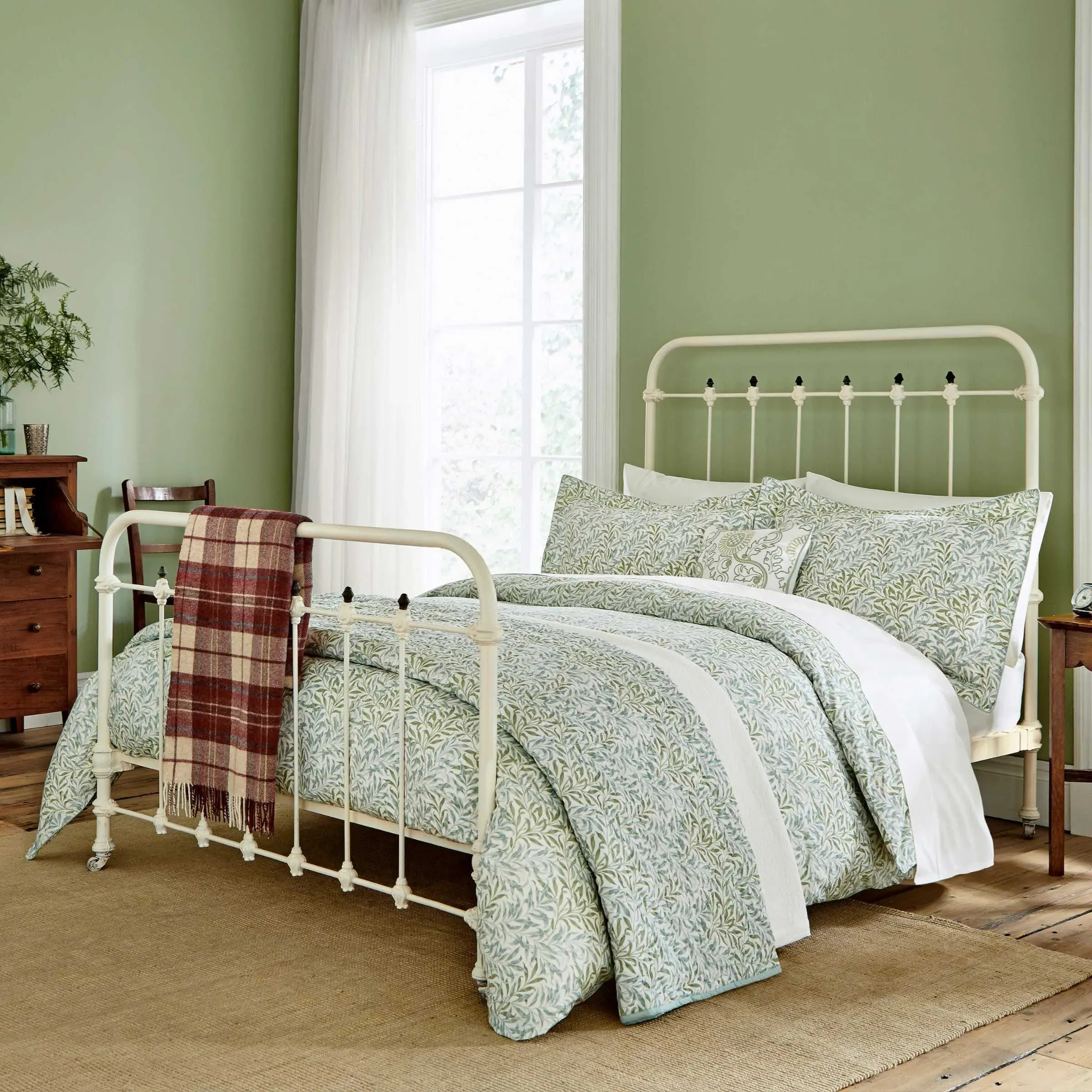 Willow Boughs Single Duvet Cover Set - Sage, Cotton Percale alternate view